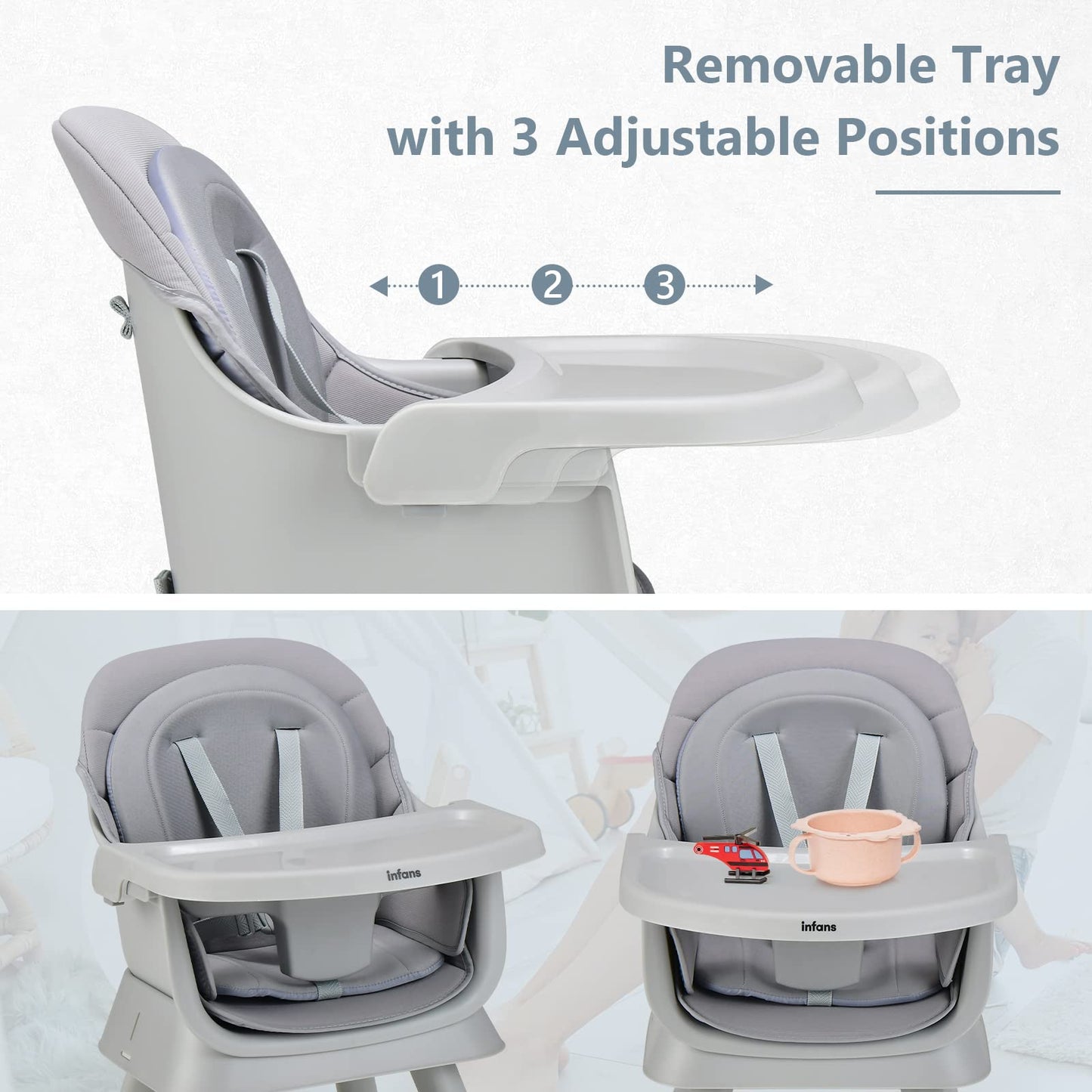 OLAKIDS 8 in 1 Baby High Chair, Convertible Highchair for Babies and Toddlers, Infant Dining Booster Seat