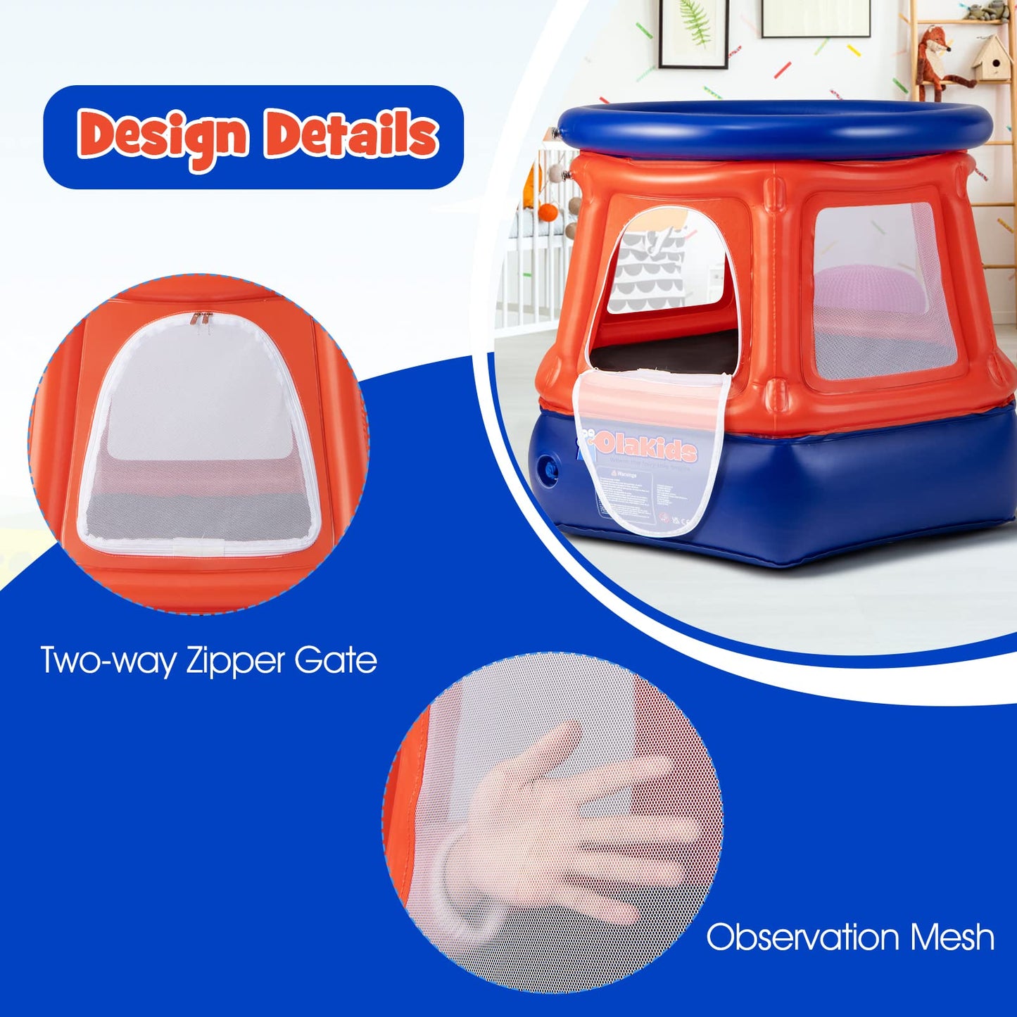 OLAKIDS Inflatable Dome Rocker Bouncer, Outdoor Kids Giant Roll and Play Seesaw Rocke, Toddlers Climbing Game Toy