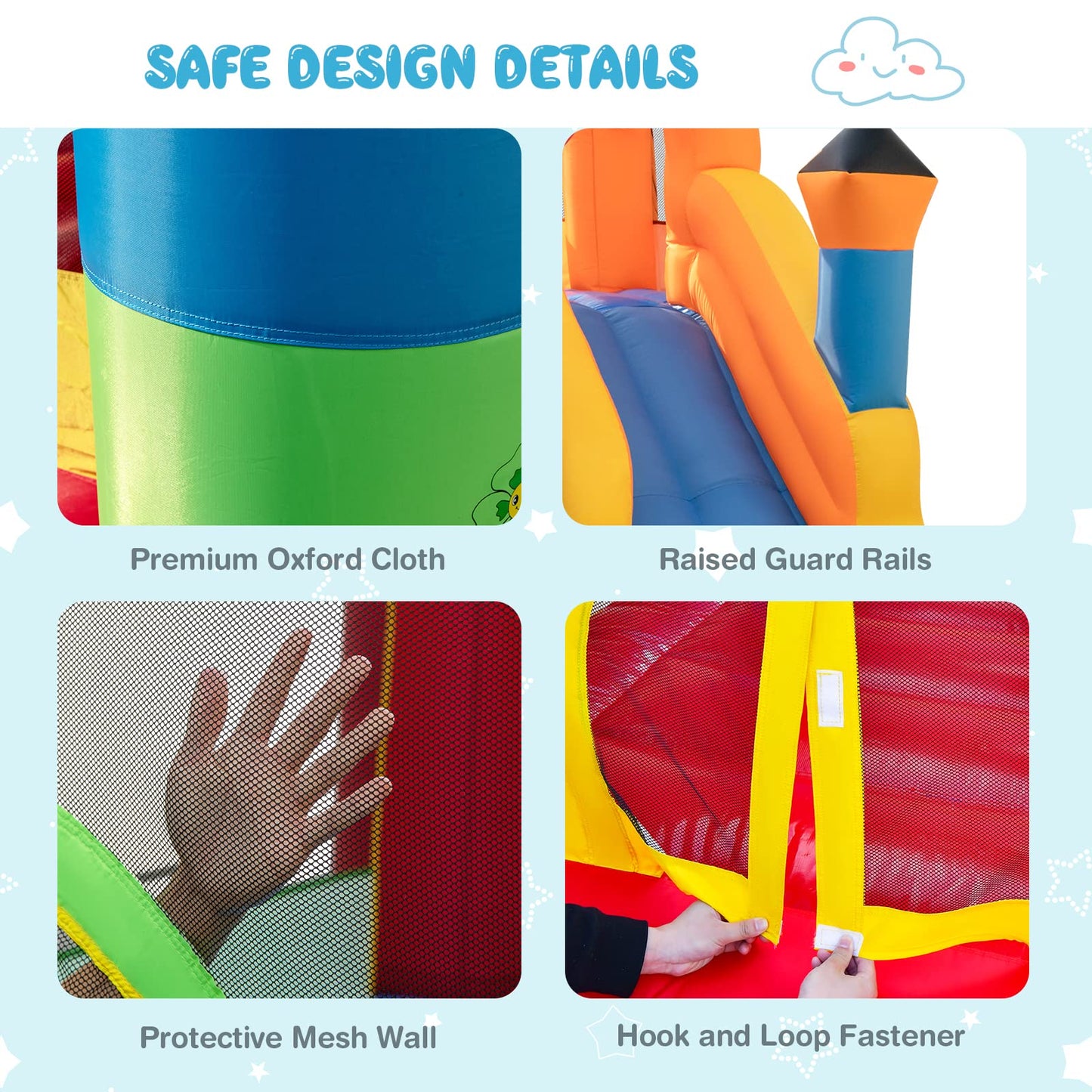 OLAKIDS Inflatable Bounce House, Kids Jumping Castle with Slide, Basketball Rim, Climbing Wall