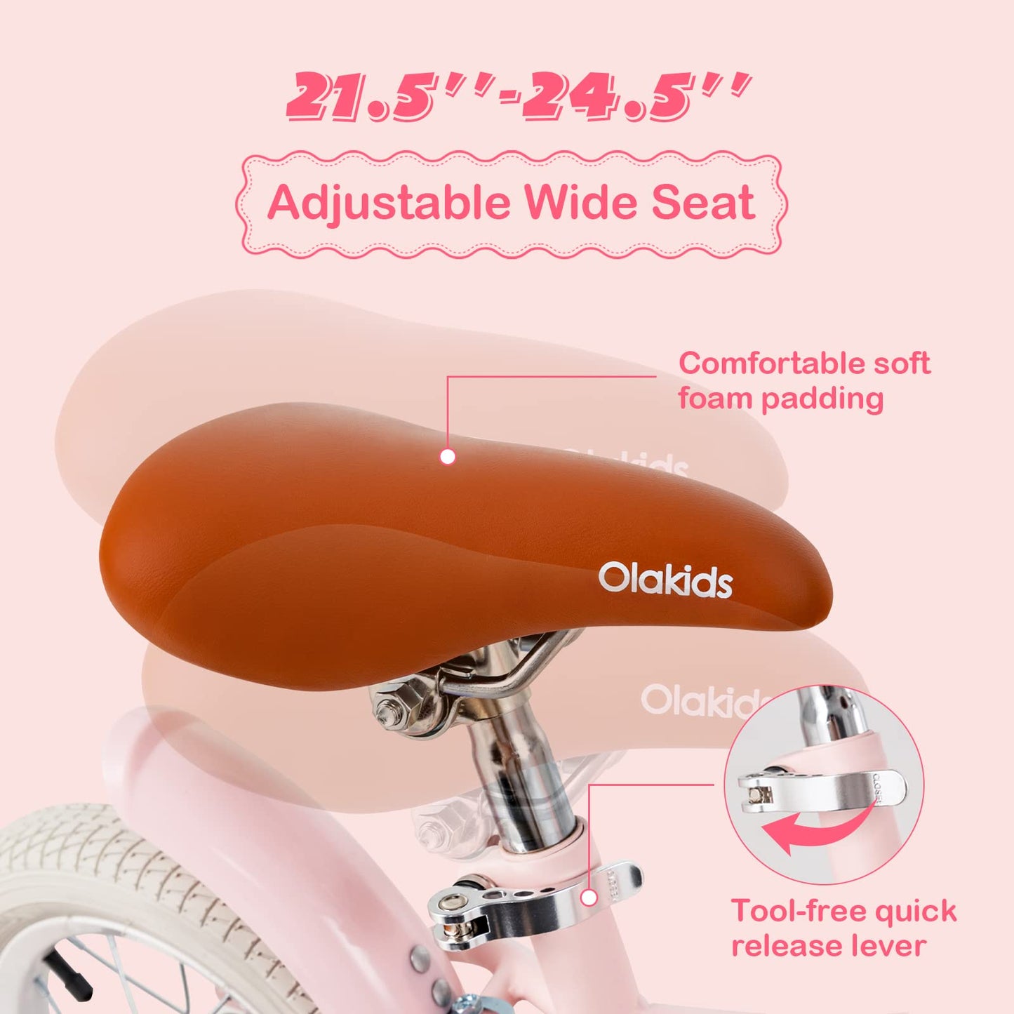 OLAKIDS Kids Bike for Girls, 12 14 16 Inch Children's Bicycle with Removable Basket and Training Wheels, Safety Bell