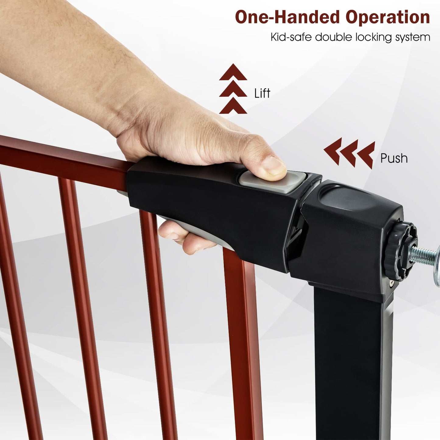 OLAKIDS Baby Gate, Safety Banister Fence for Doorway Stairs House, Auto Close, Easy Install No Drilling