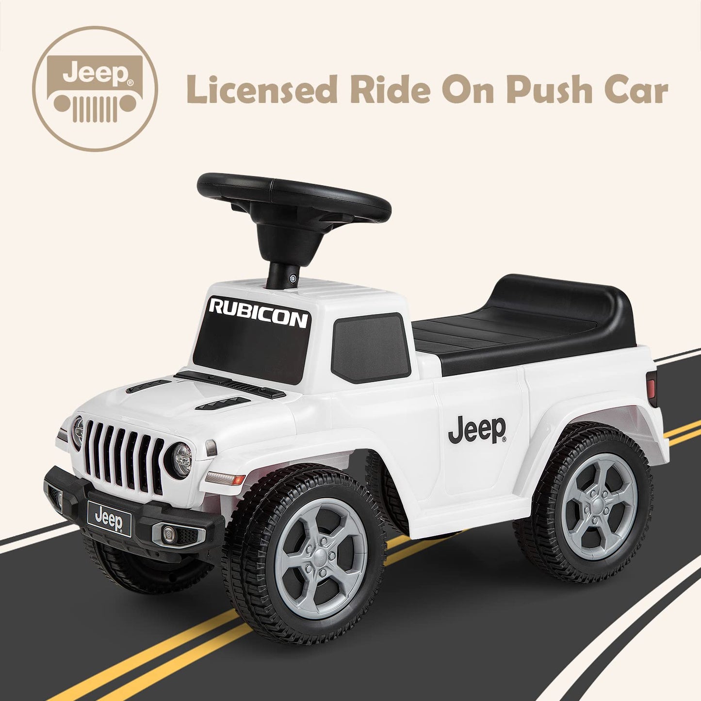 OLAKIDS Kids Ride on Push Car, Licensed Jeep Foot-to-Floor Sliding Toddler Toy with Engine Sound