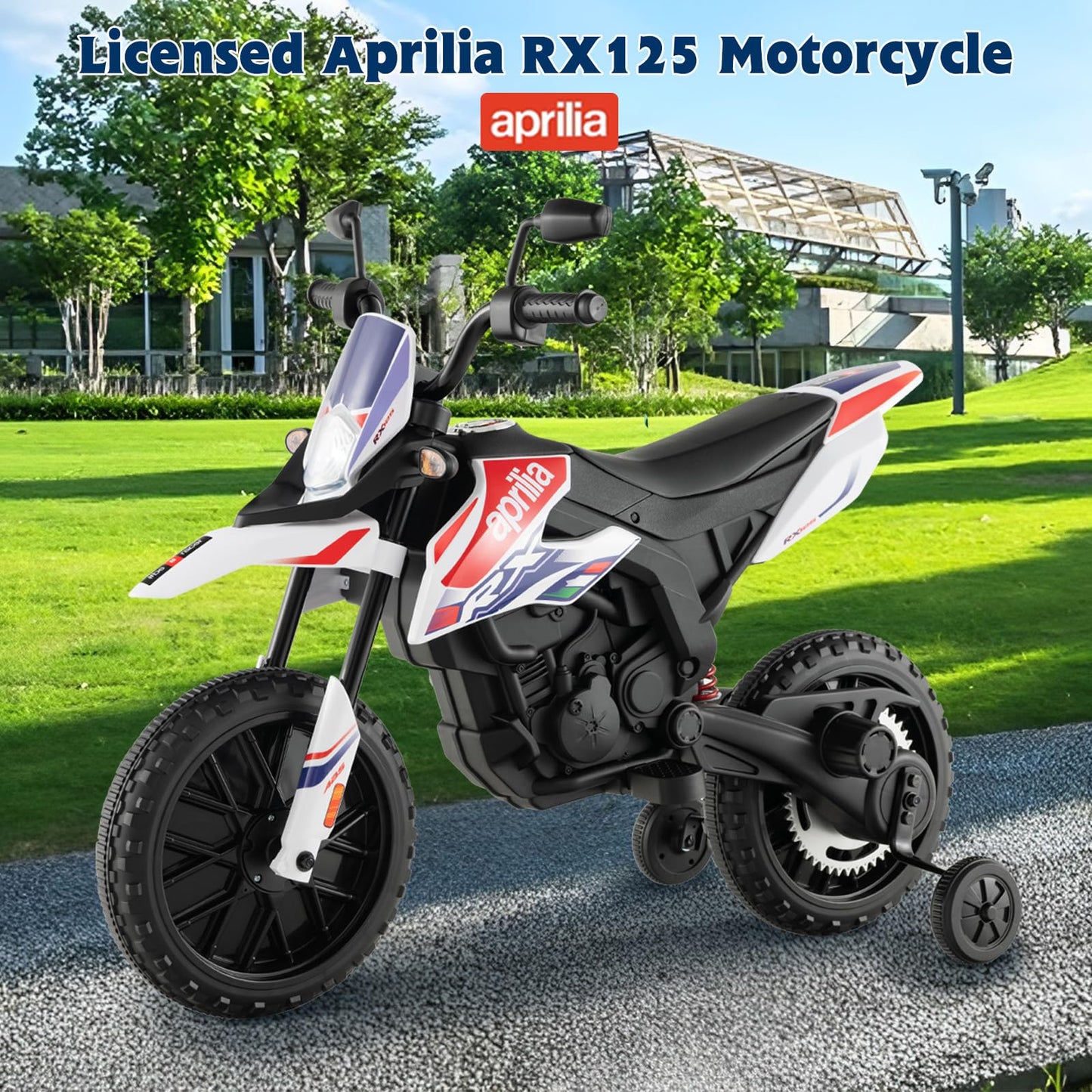 OLAKIDS Kids Motorcycle 12V, Electric Ride-on Motorbike for Toddlers with Training Wheels