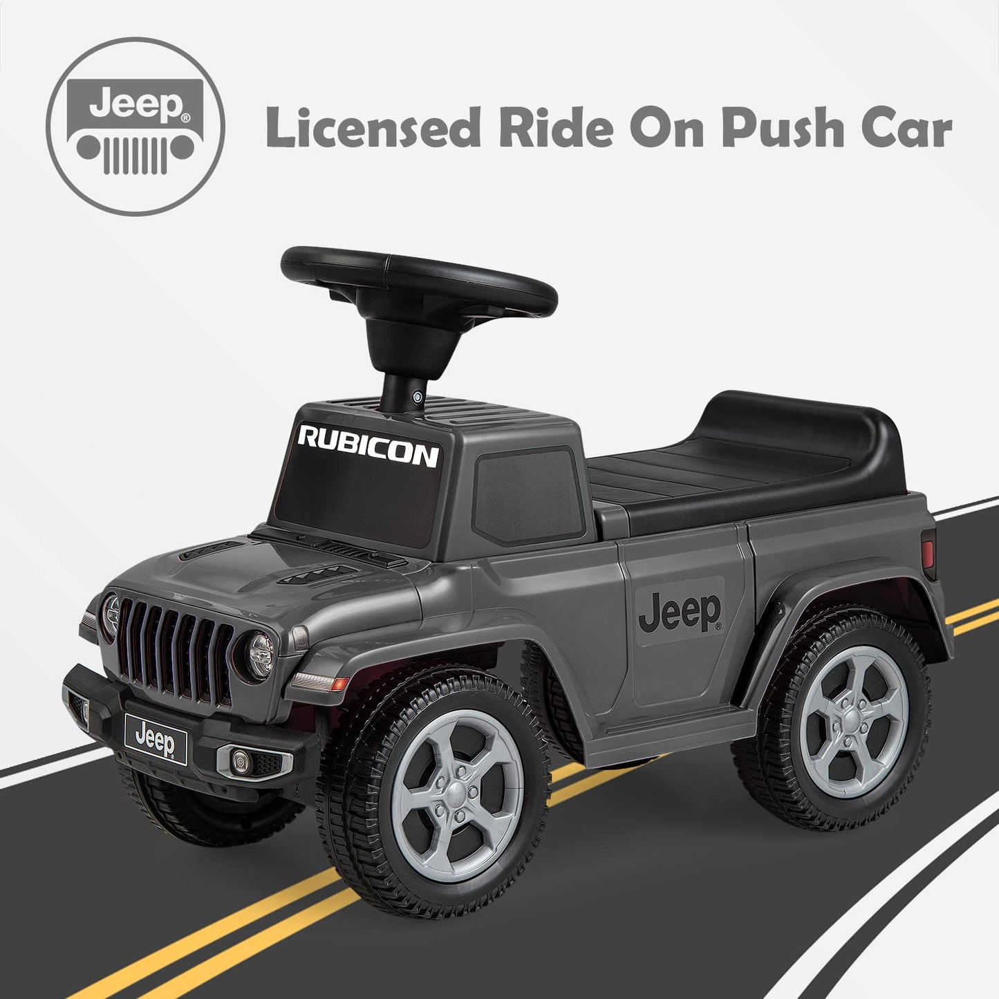 OLAKIDS Kids Ride on Push Car, Licensed Jeep Foot-to-Floor Sliding Toddler Toy with Engine Sound