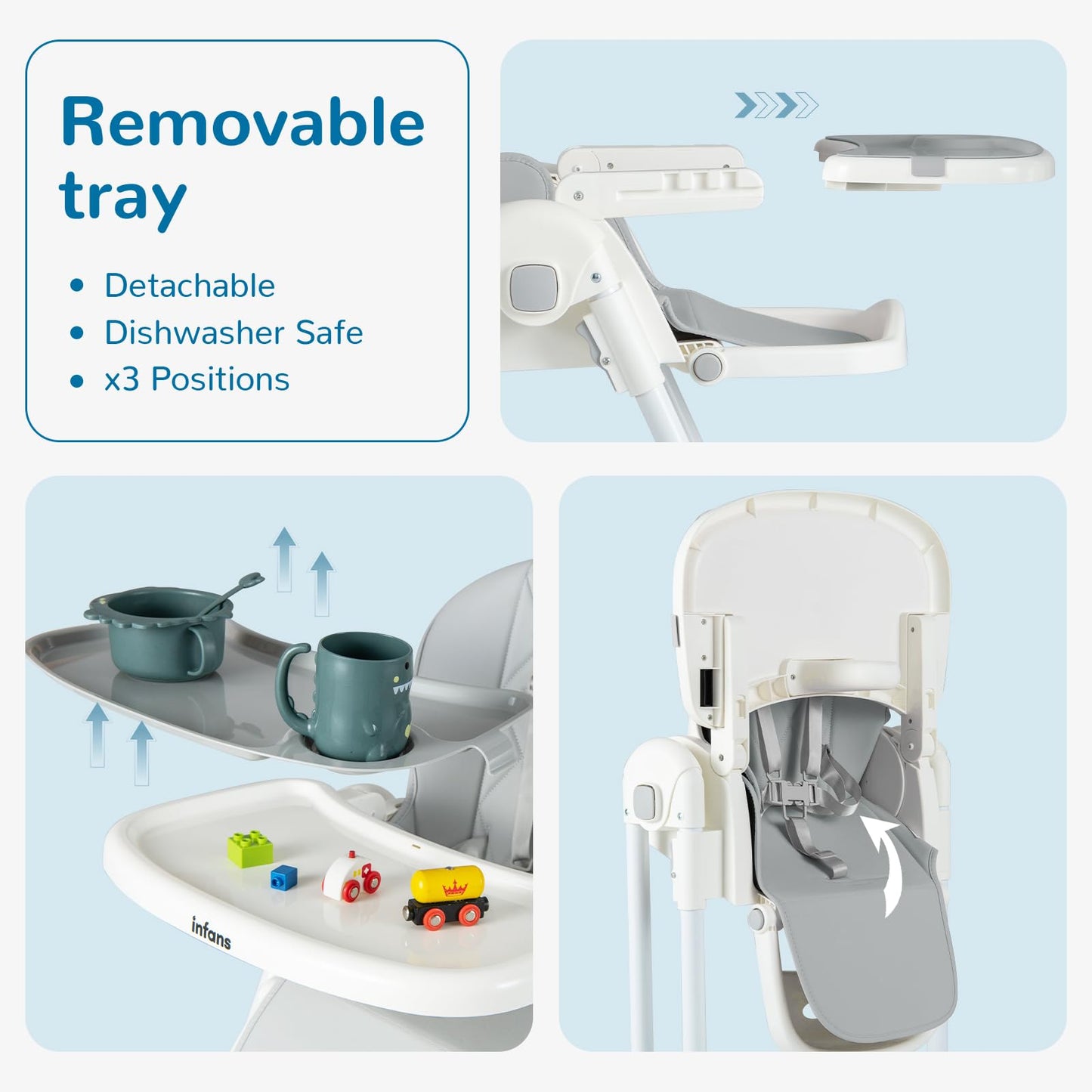 OLAKIDS Baby High Chair, Quick Folding Portable Highchair for Toddlers with Large Storage Basket