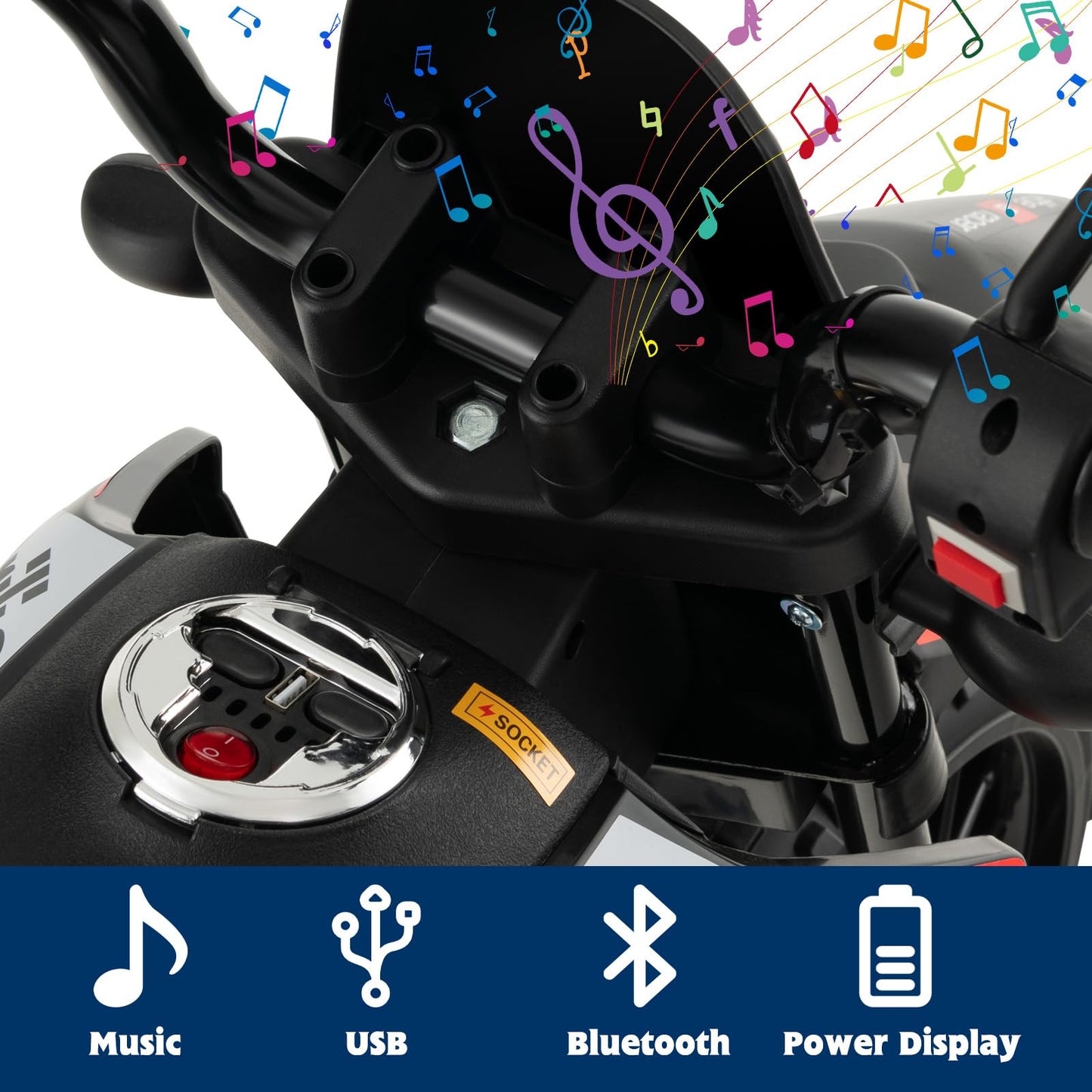 OLAKIDS Kids Motorcycle 12V, Electric Ride-on Motorbike for Toddlers with Training Wheels