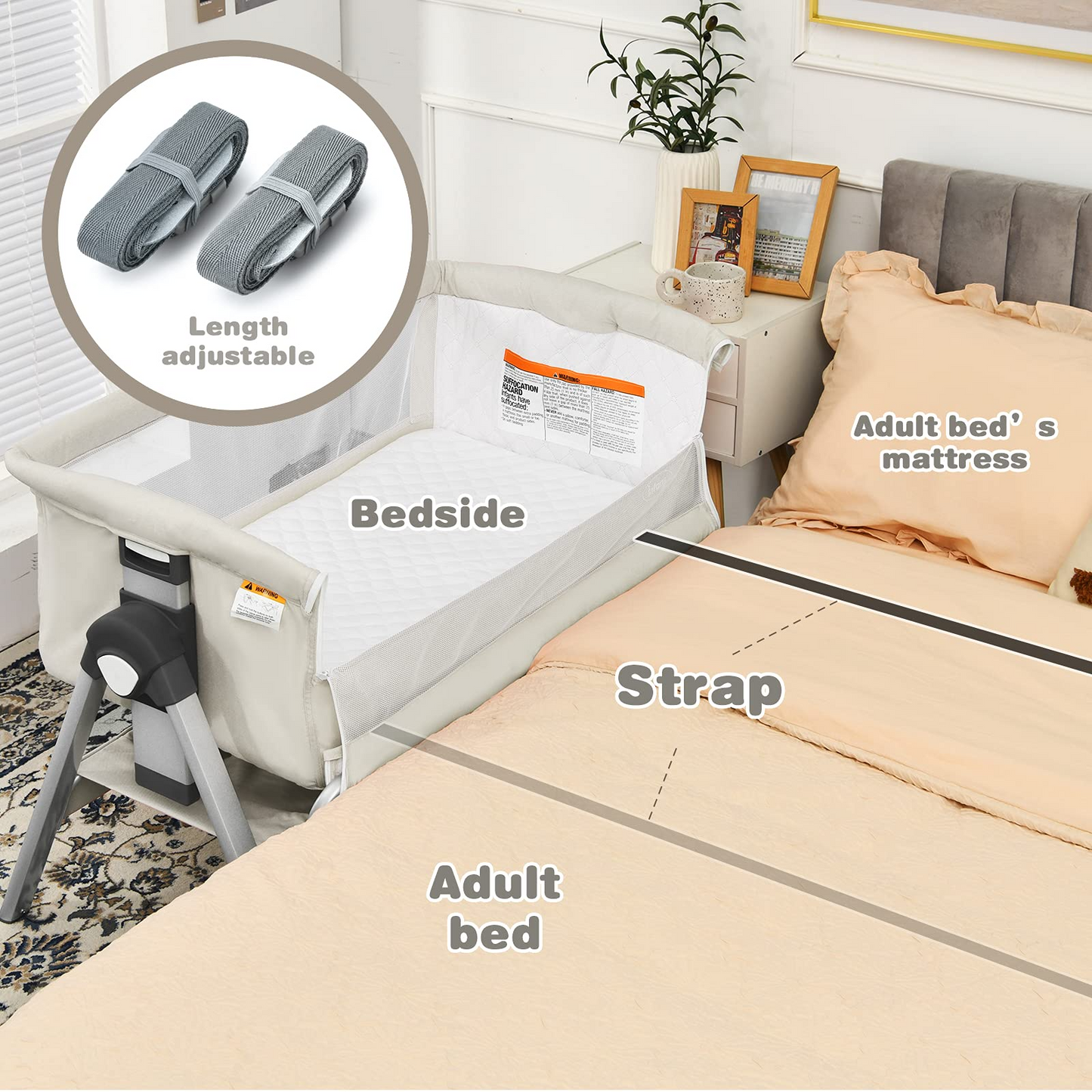 Baby Bassinet Bedside Sleeper with Spine Protecting Support OLAKIDS
