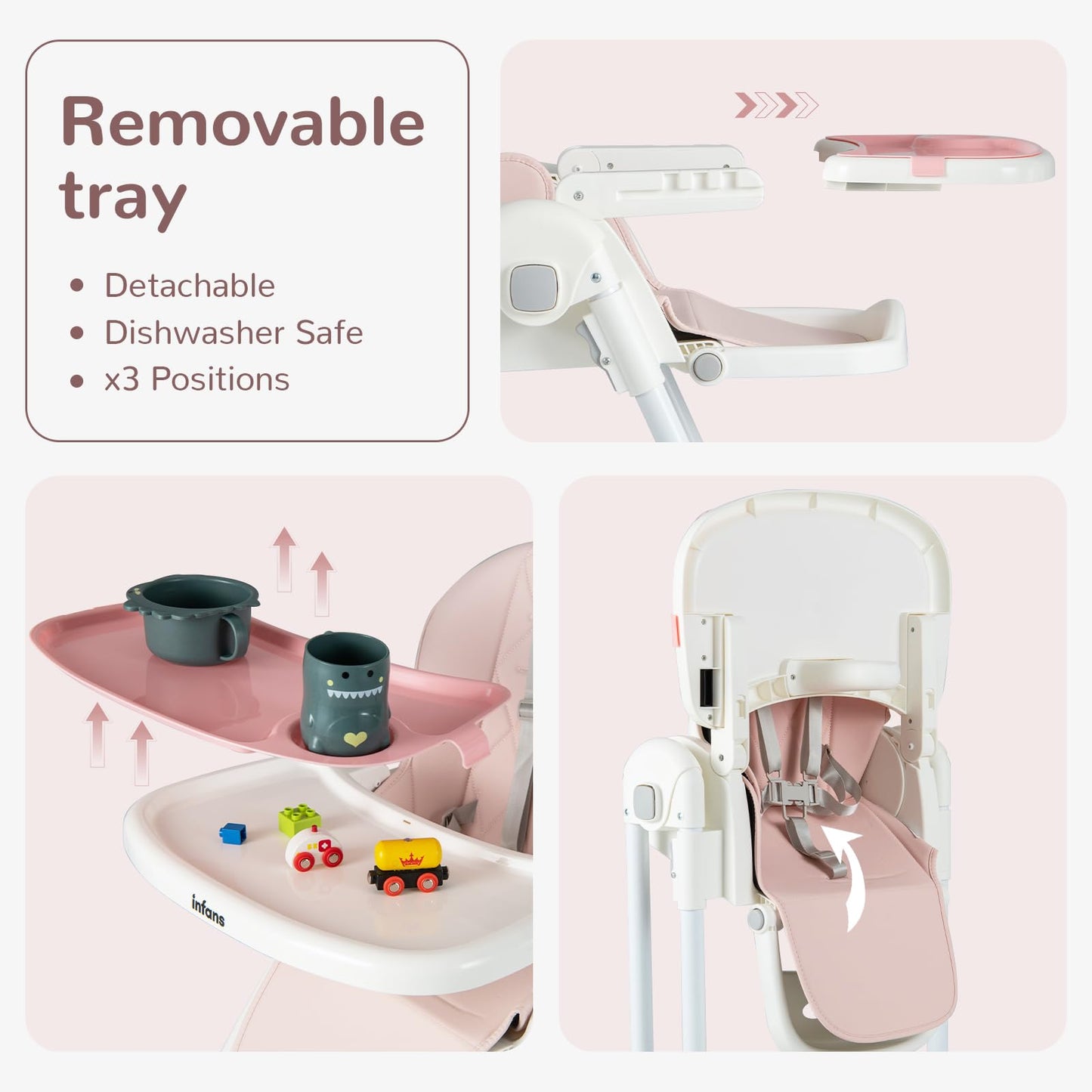 OLAKIDS Baby High Chair, Quick Folding Portable Highchair for Toddlers with Large Storage Basket