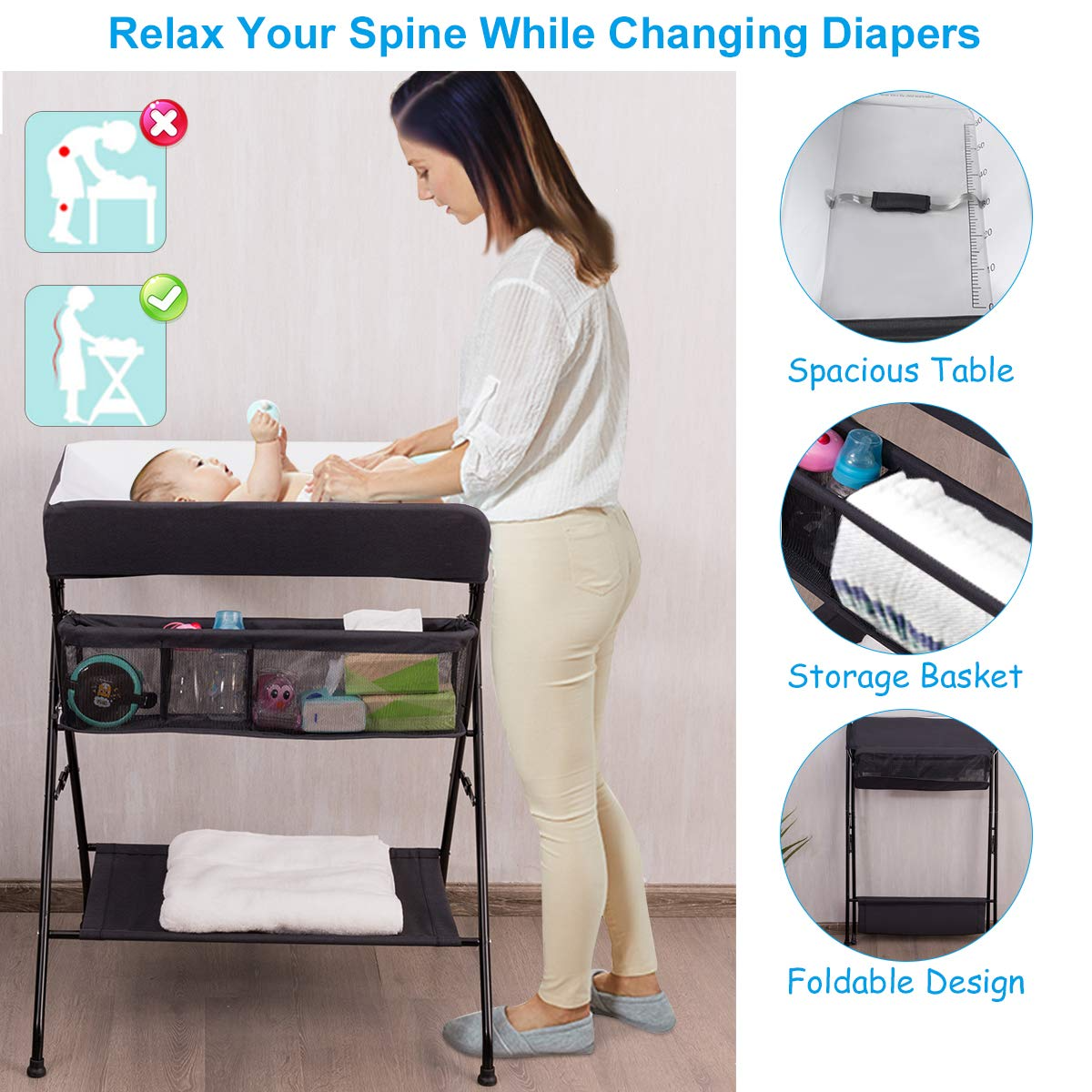 Baby Portable Changing Table with Safety Belt OLAKIDS