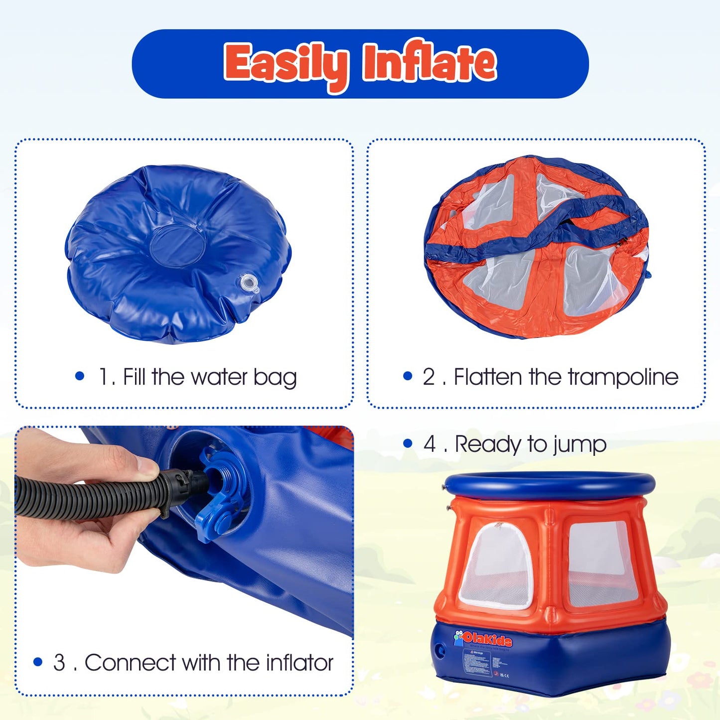 OLAKIDS Inflatable Dome Rocker Bouncer, Outdoor Kids Giant Roll and Play Seesaw Rocke, Toddlers Climbing Game Toy