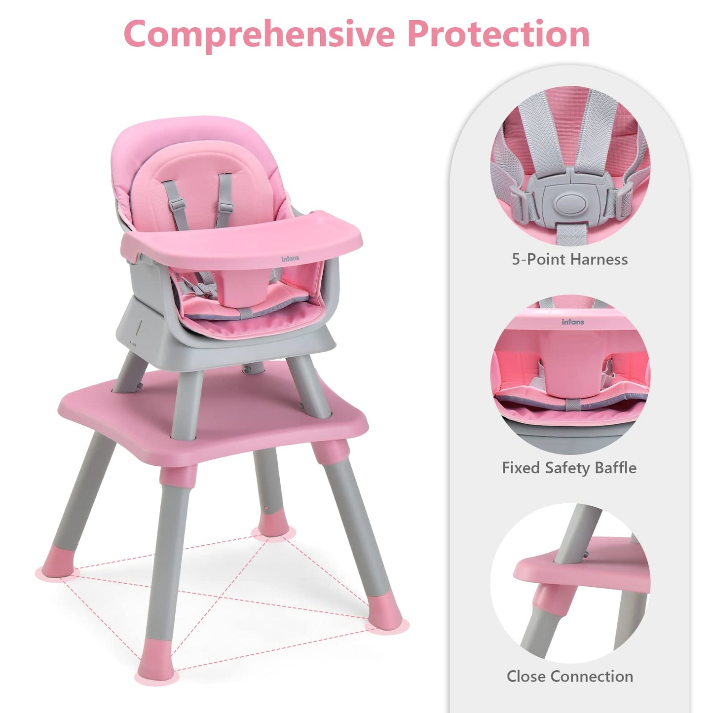 OLAKIDS 8 in 1 Baby High Chair, Convertible Highchair for Babies and Toddlers, Infant Dining Booster Seat
