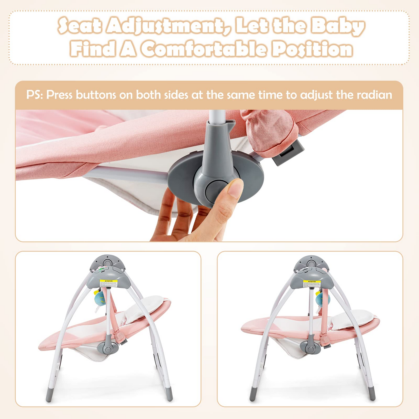 OLAKIDS Baby Swing for Infants, Compact Portable Baby Electric Rocker for Newborn with 5 Speed Natural Sway Music Timing 2 Toys Remote Control, Easy Fold, 0-6 Months Boy Girl (Grey) OLAKIDS