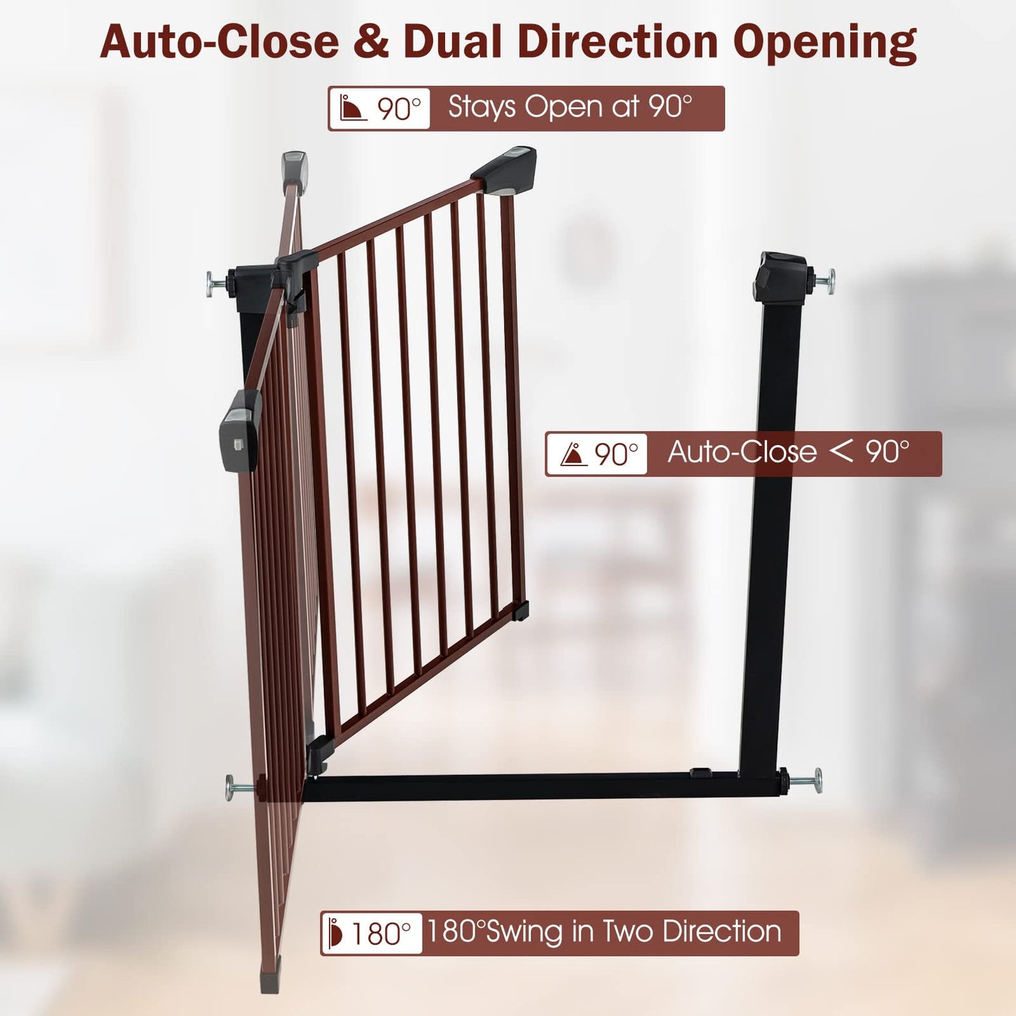 OLAKIDS Baby Gate, Safety Banister Fence for Doorway Stairs House, Auto Close, Easy Install No Drilling