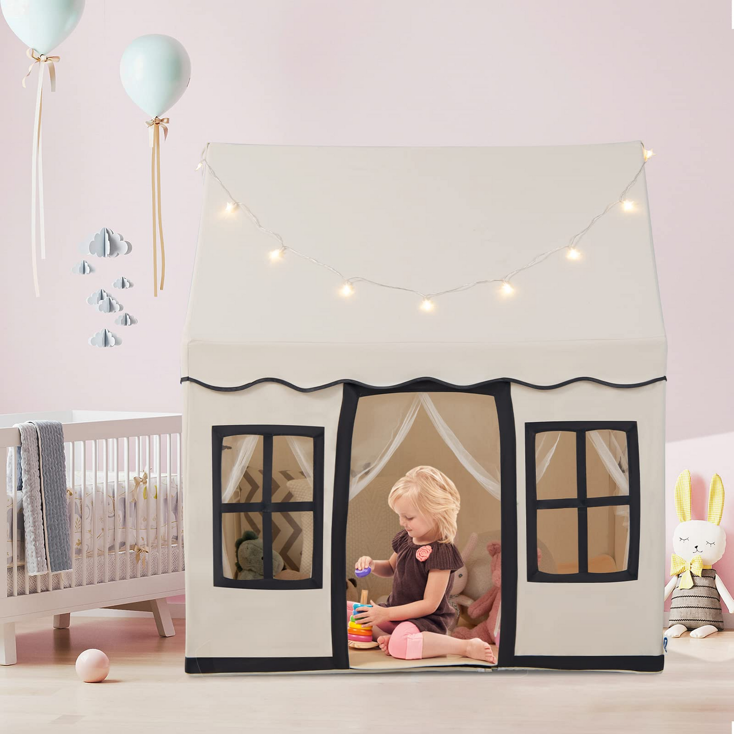 OLAKIDS Kids Play Tent with Washable Mat Star Light Windows, Large Playhouse Toys for Children Boys Girls OLAKIDS
