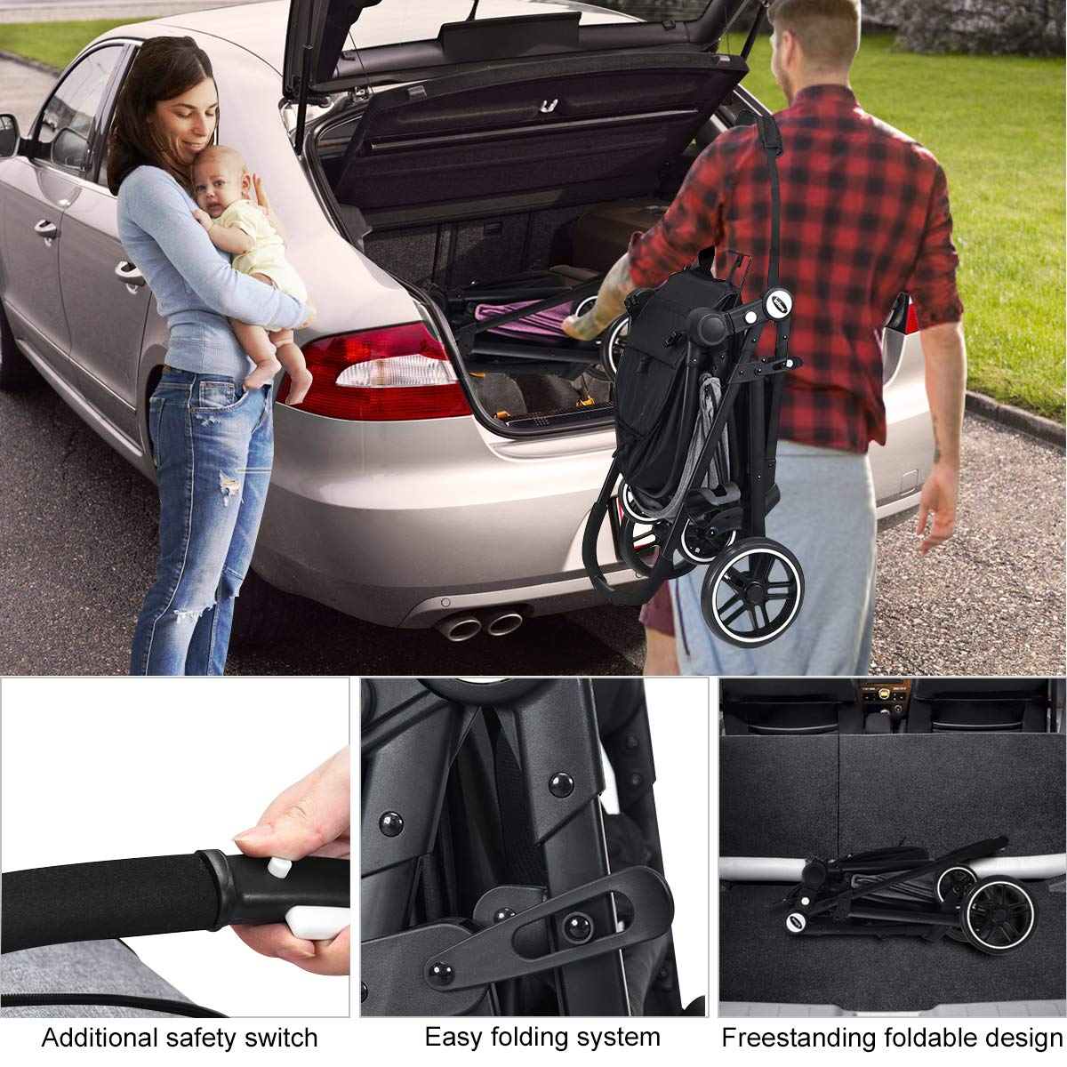 OLAKIDS 2 in 1 Baby Stroller, High Landscape Infant Stroller & Reversible Bassinet Pram, Foldable Pushchair with Adjustable Canopy OLAKIDS