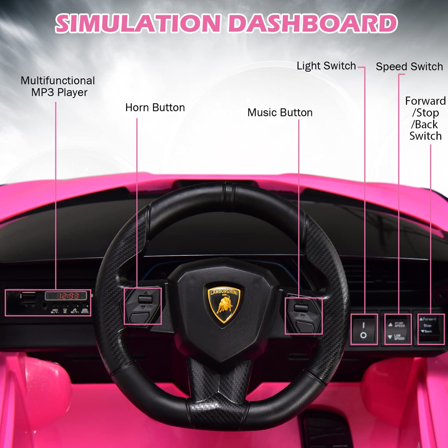 OLAKIDS Licensed Lamborghini Sian Kids Ride on Car with Parent Remote Control, 12V Electric Toy Roadster