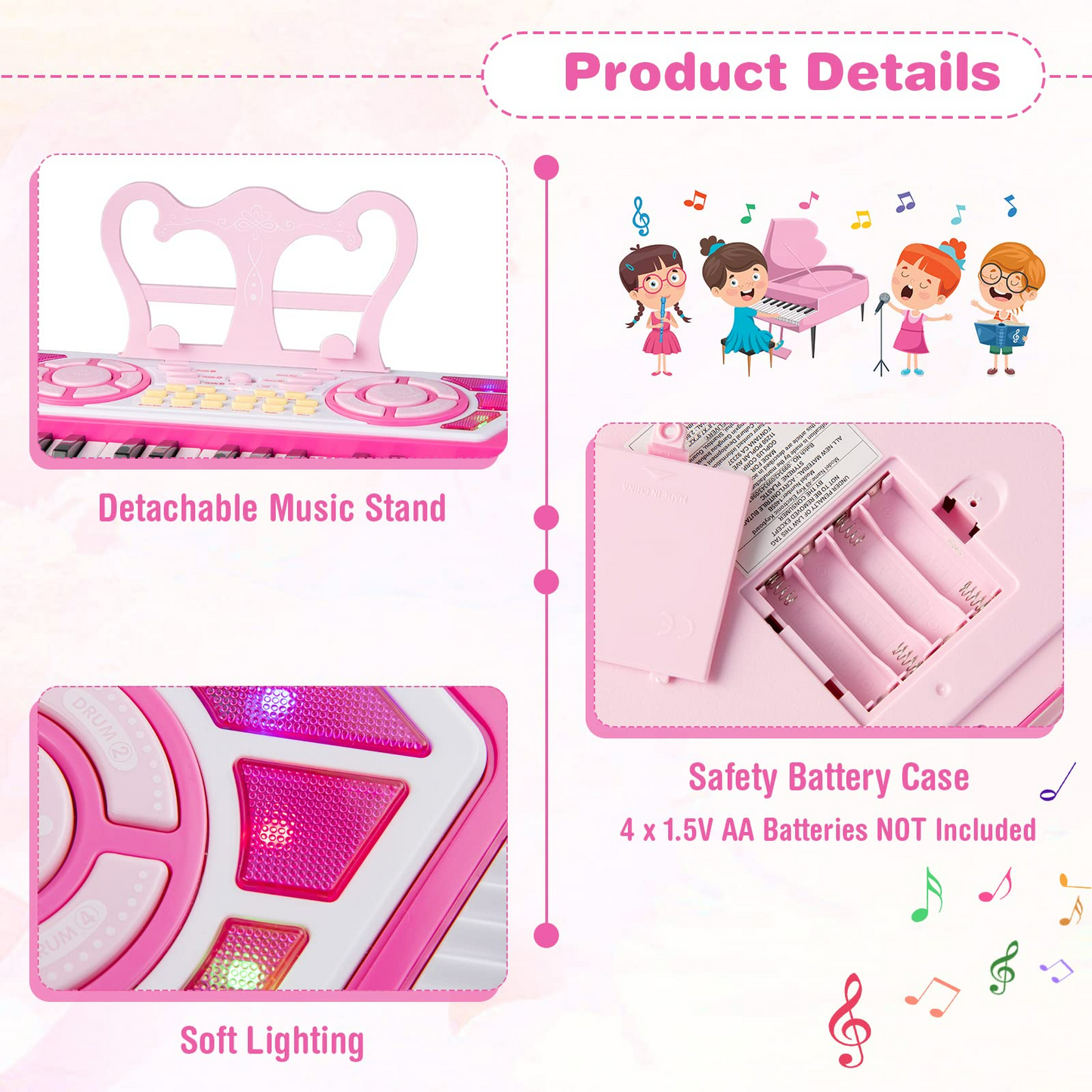 OLAKIDS 49 Keys Kids Piano Keyboard with Microphone, Portable Electronic Musical Instrument Toy OLAKIDS