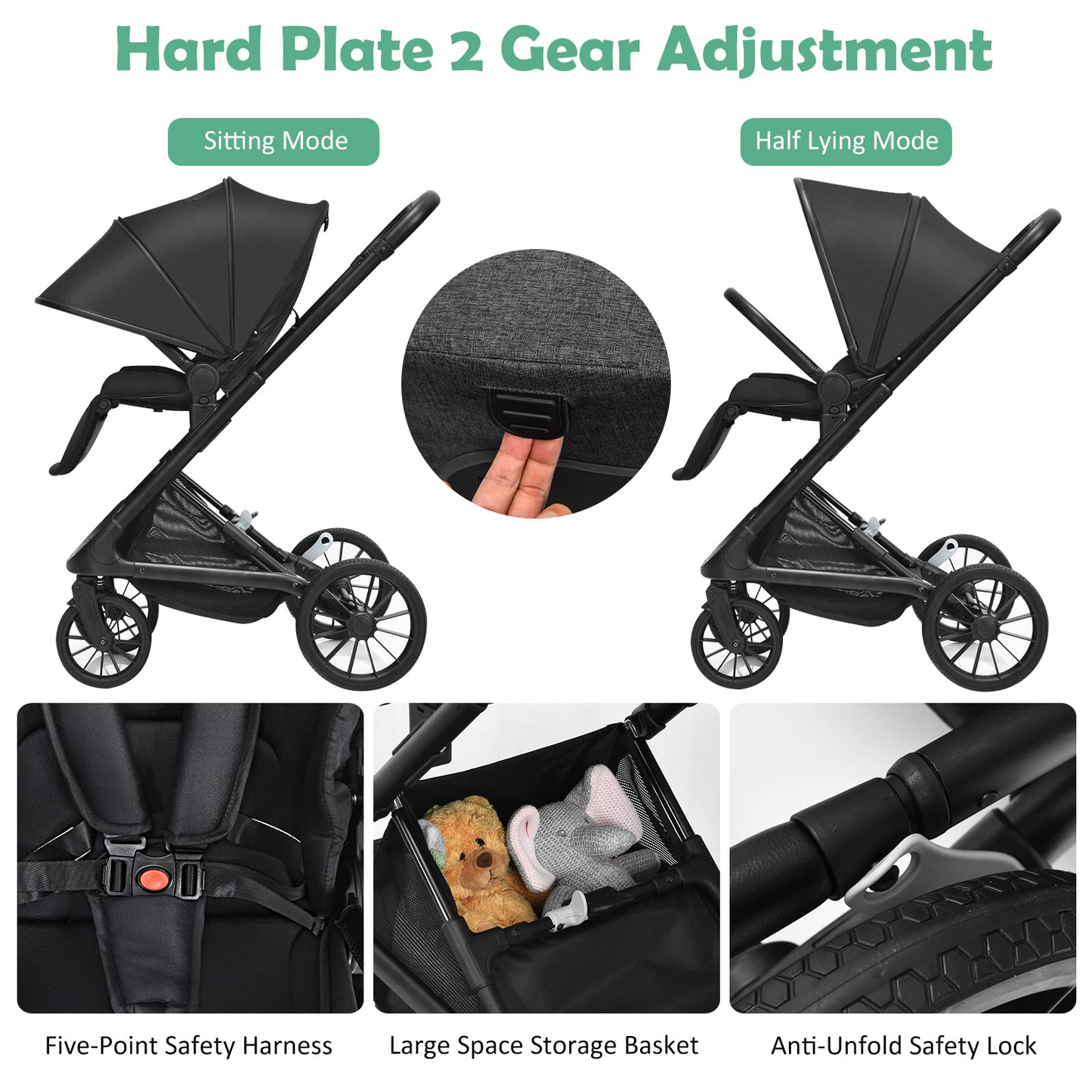 2-in-1 Reversible Bassinet Pushchair Pram High Landscape Baby Stroller OLAKIDS