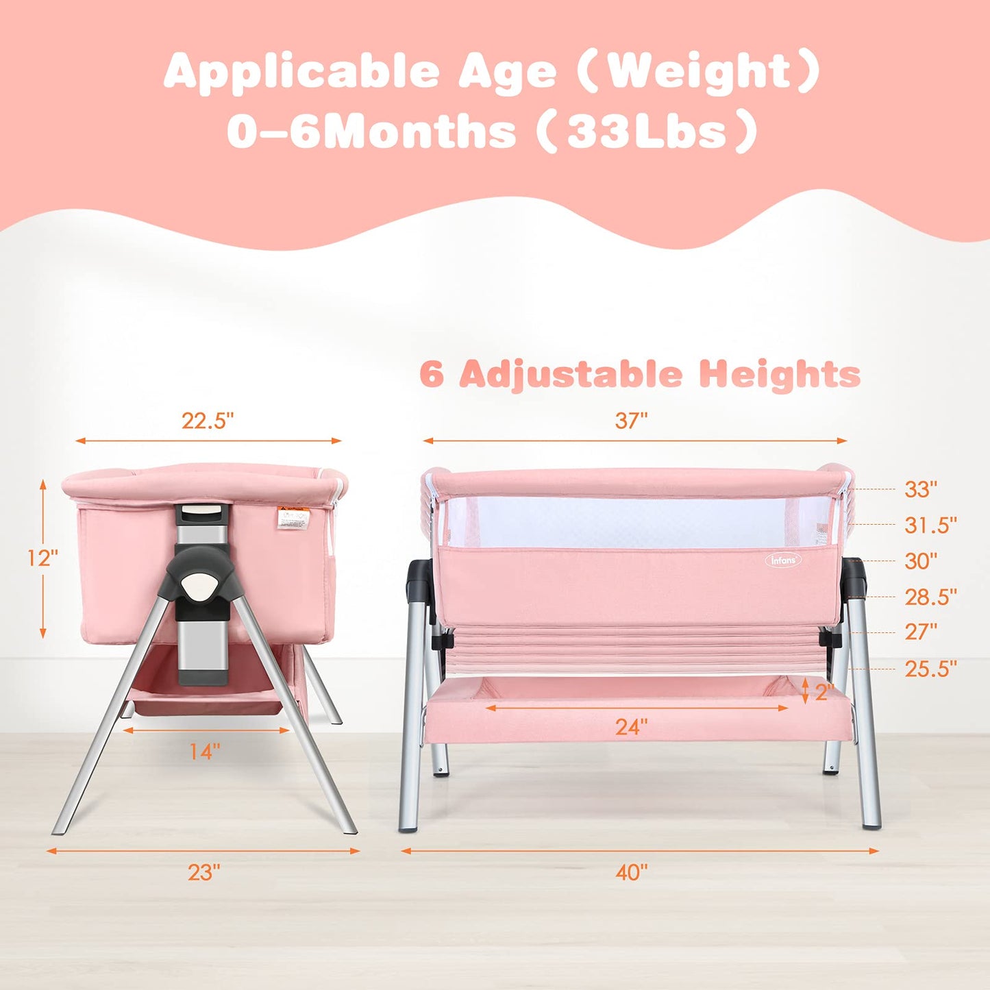 Baby Bassinet Bedside Sleeper with Spine Protecting Support OLAKIDS