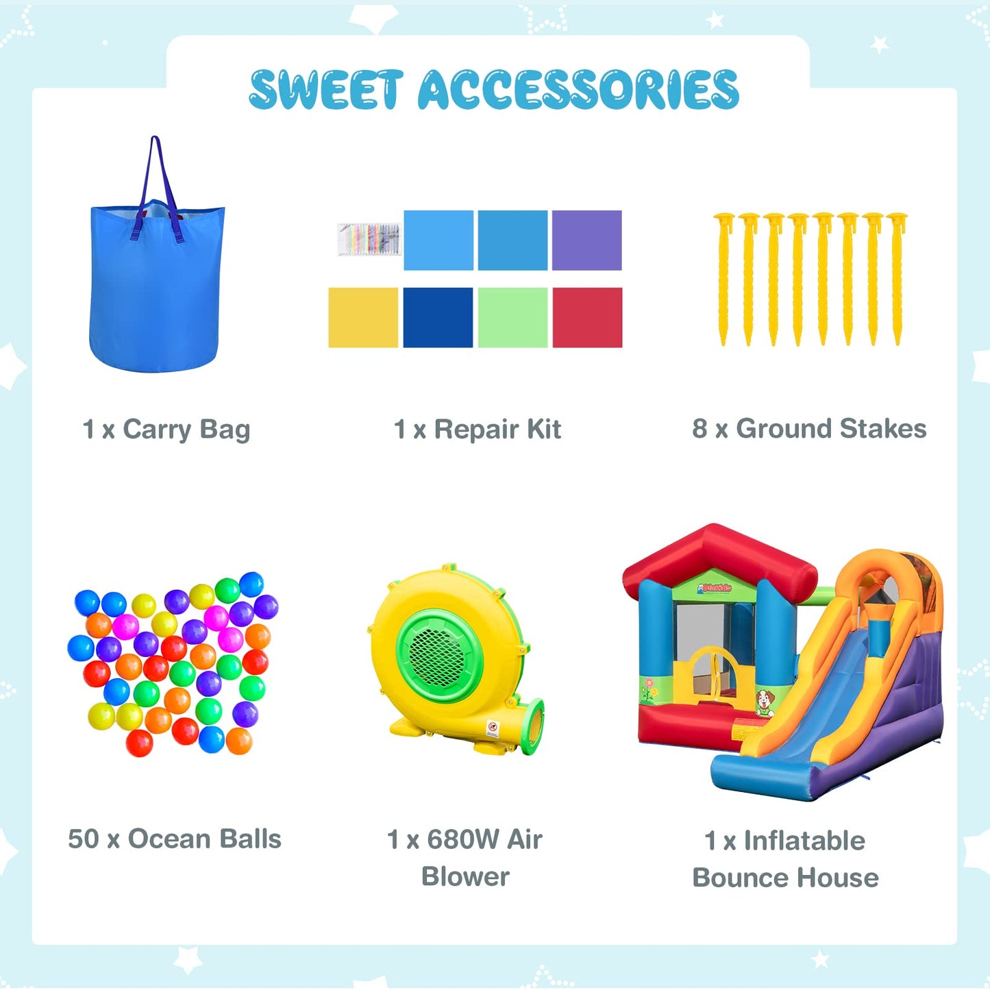 OLAKIDS Inflatable Bounce House, Kids Jumping Castle with Slide, Basketball Rim, Climbing Wall