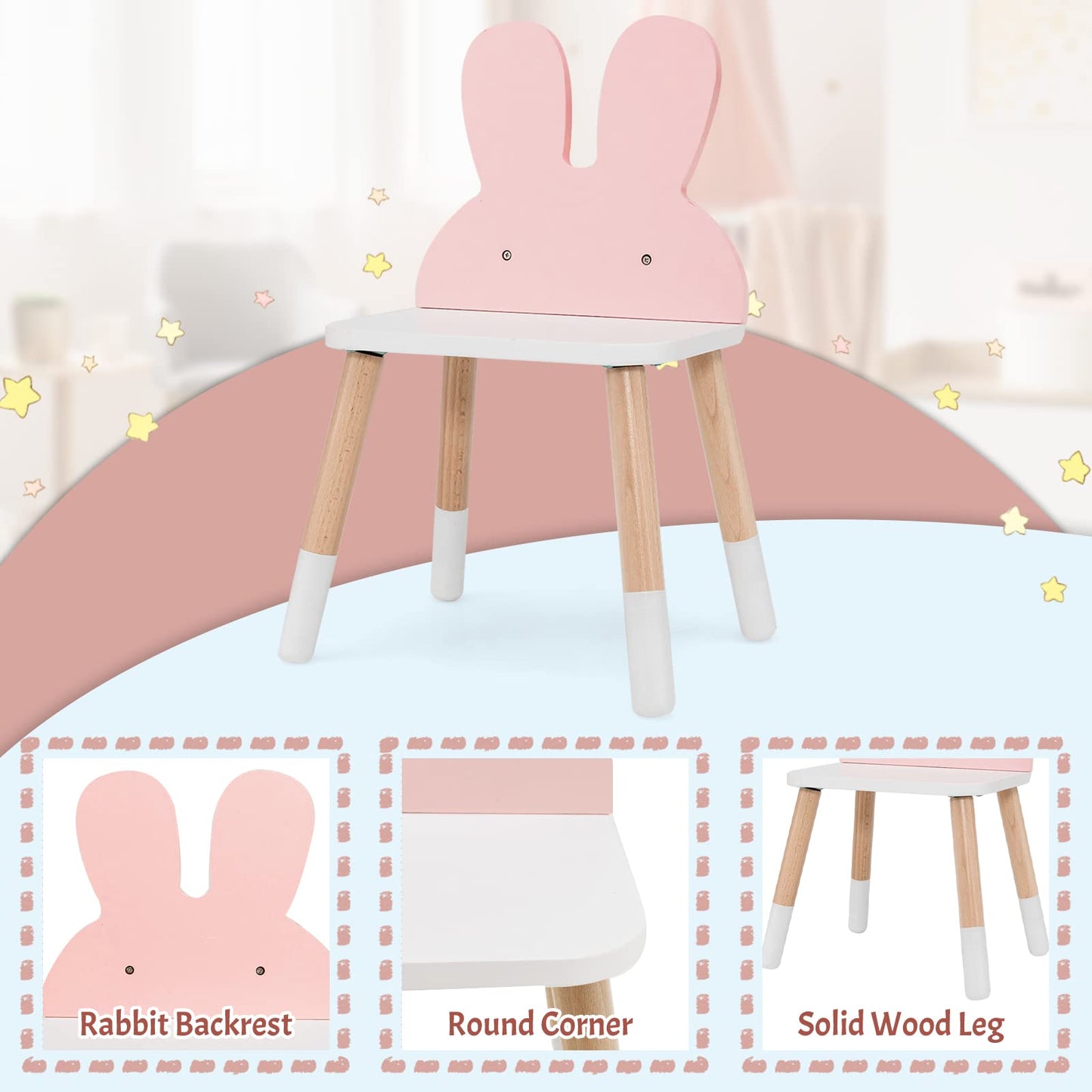 OLAKIDS Kids Vanity Set, 2 in 1 Wooden Princess Makeup Table and Chair with Mirror OLAKIDS