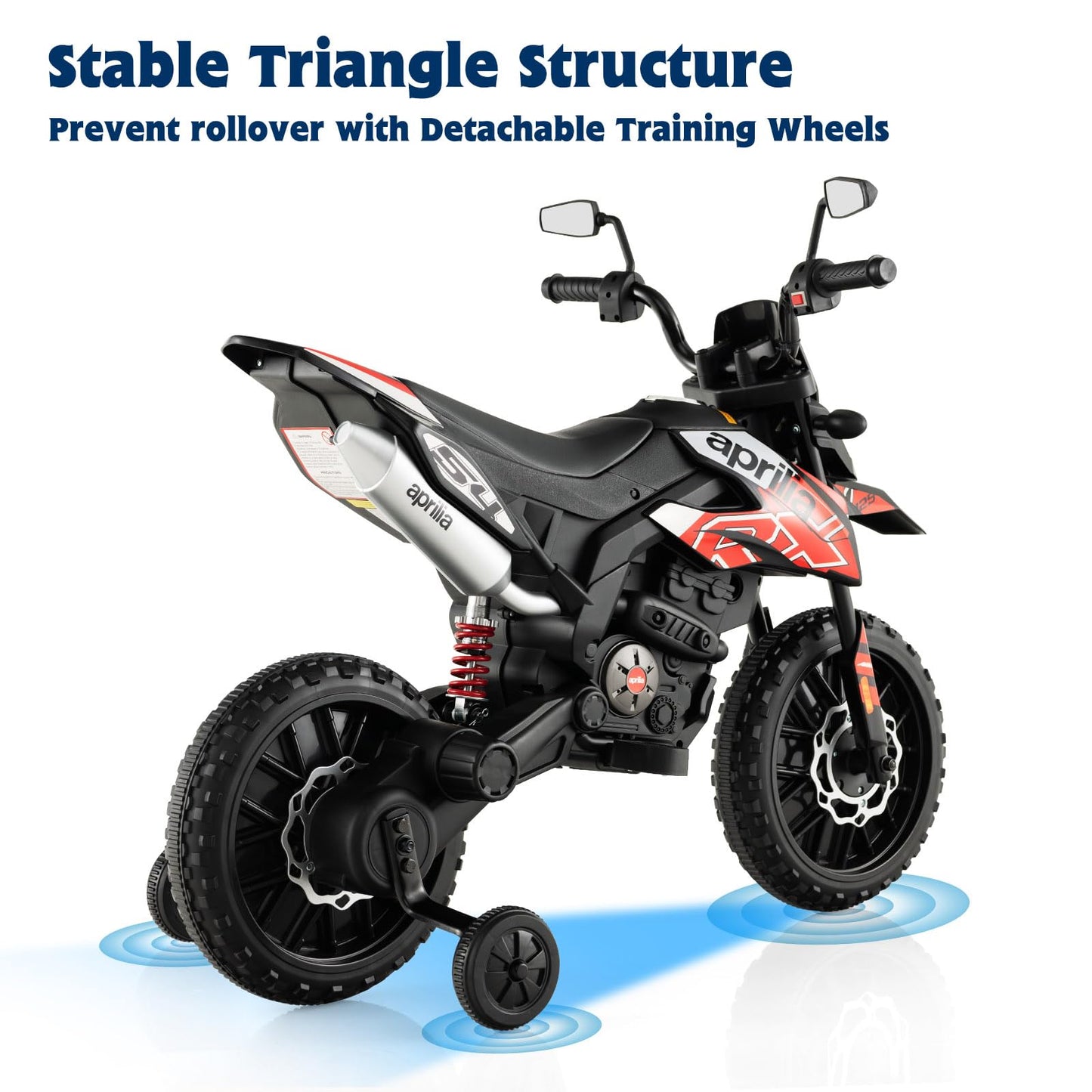 OLAKIDS Kids Motorcycle 12V, Electric Ride-on Motorbike for Toddlers with Training Wheels