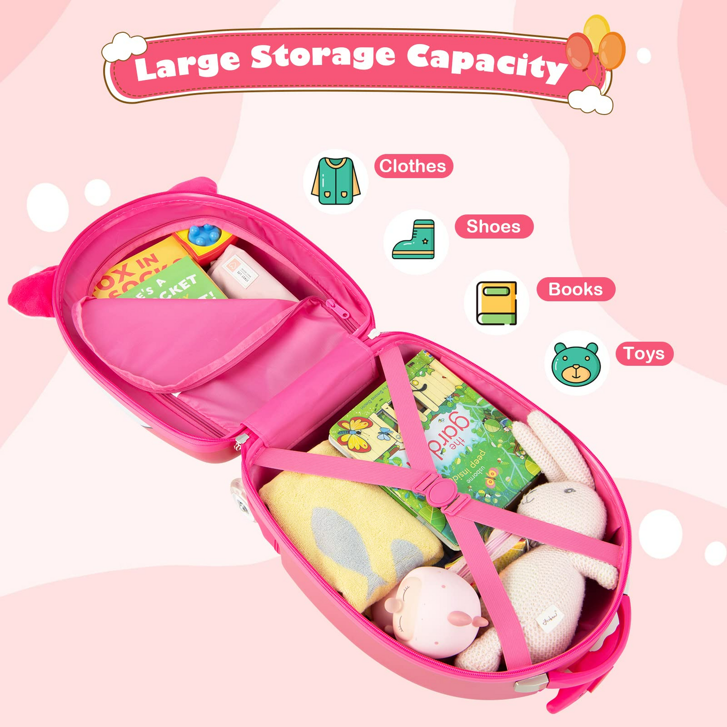 OLAKIDS Kids Luggage, 16’â€?Carry On Rolling Suitcase for Girls Boys with 2 Flashing Spinner Wheels OLAKIDS