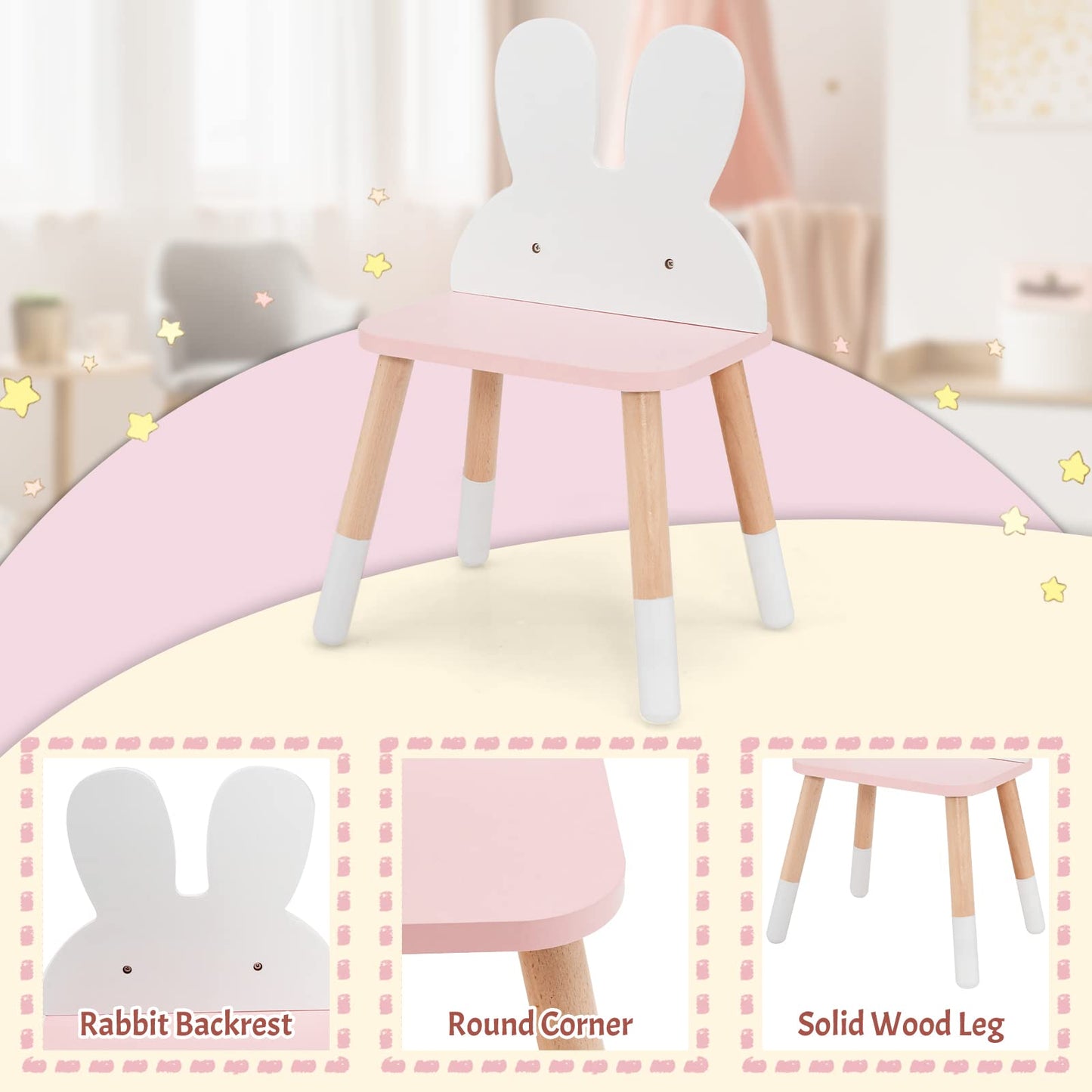 OLAKIDS Kids Vanity Set, 2 in 1 Wooden Princess Makeup Table and Chair with Mirror OLAKIDS