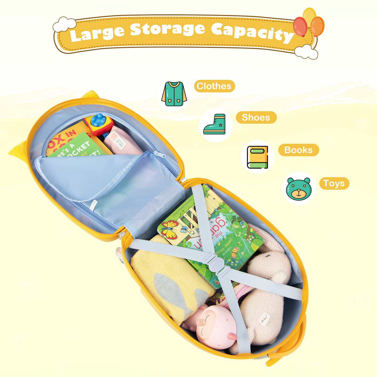 OLAKIDS Kids Luggage, 16’â€?Carry On Rolling Suitcase for Girls Boys with 2 Flashing Spinner Wheels OLAKIDS