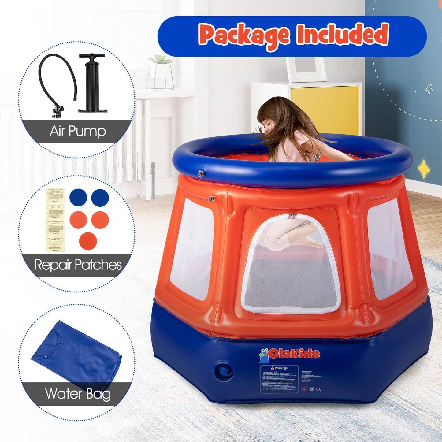 OLAKIDS Inflatable Dome Rocker Bouncer, Outdoor Kids Giant Roll and Play Seesaw Rocke, Toddlers Climbing Game Toy