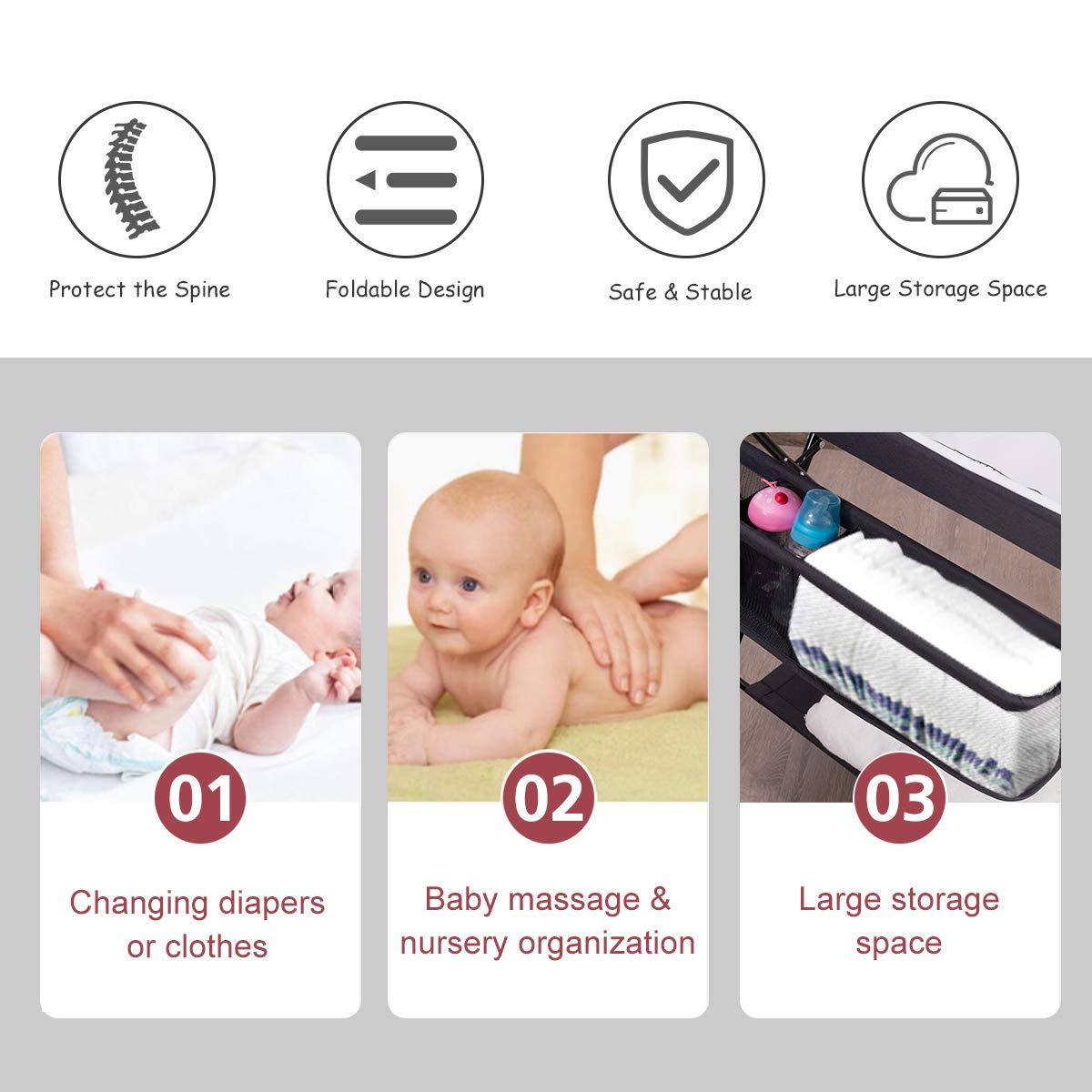 Baby Portable Changing Table with Safety Belt OLAKIDS