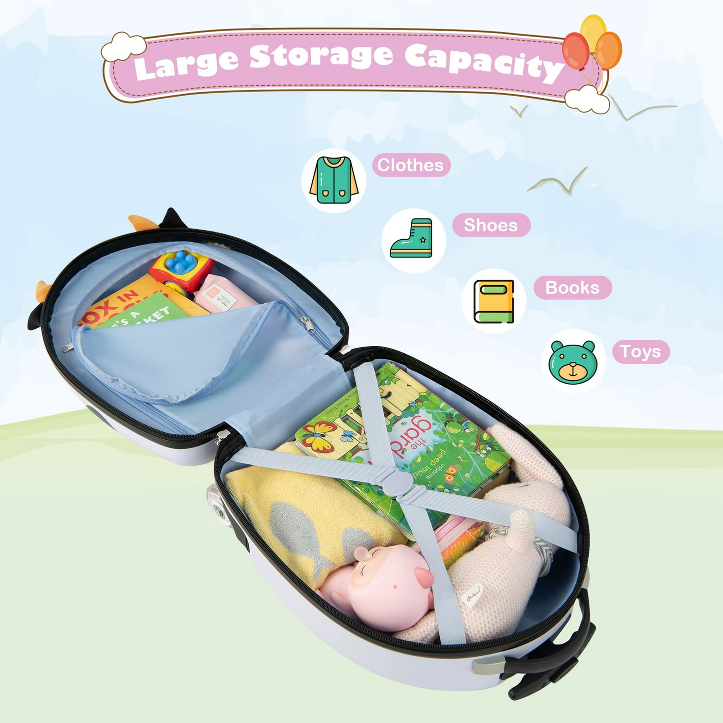 OLAKIDS Kids Luggage, 16’â€?Carry On Rolling Suitcase for Girls Boys with 2 Flashing Spinner Wheels OLAKIDS