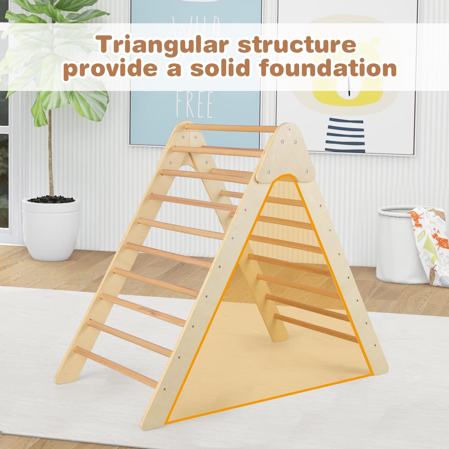 OLAKIDS Triangle Climber with Tent Cushion Pad, 3 in 1 Climbing Triangle LadderToys for Toddlers