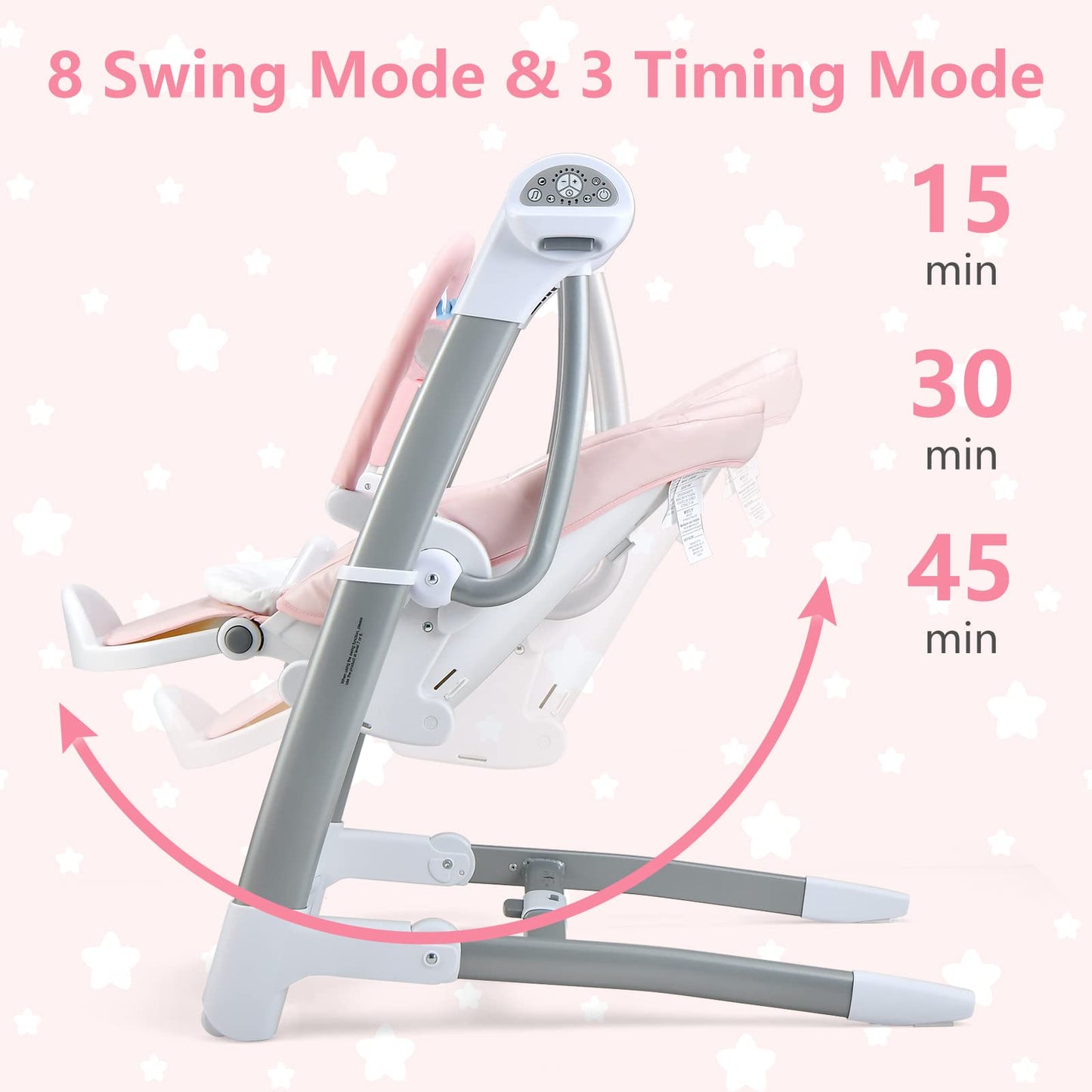 OLAKIDS 3 in 1 Baby High Chair, Electric Baby Swing, Infant Dining Booster Seat, Multifunction Highchair for Toddlers