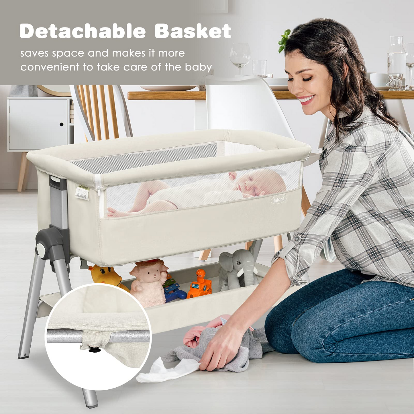 Baby Bassinet Bedside Sleeper with Spine Protecting Support OLAKIDS