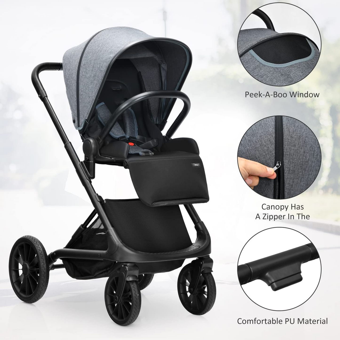 2-in-1 Reversible Bassinet Pushchair Pram High Landscape Baby Stroller OLAKIDS