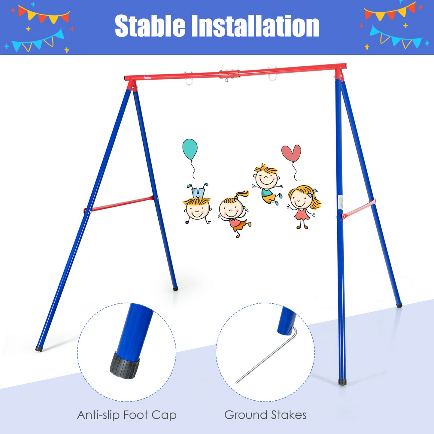 550lbs Heavy Duty Metal Swing Frame | Extra Large A-Frame Swing Stand for Kids and Adult Outdoor Backyard Playground OLAKIDS
