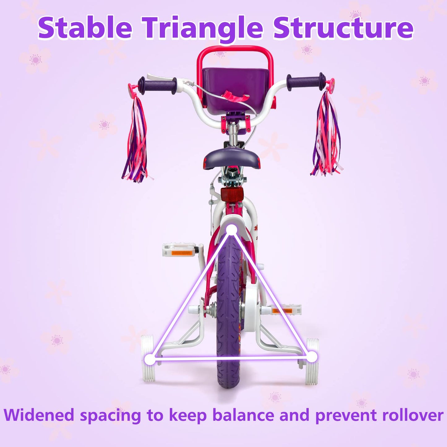 OLAKIDS Kids Bike for Girls, 14 16 Inch Children's Bicycle with Removable Training Wheels and Doll Seat