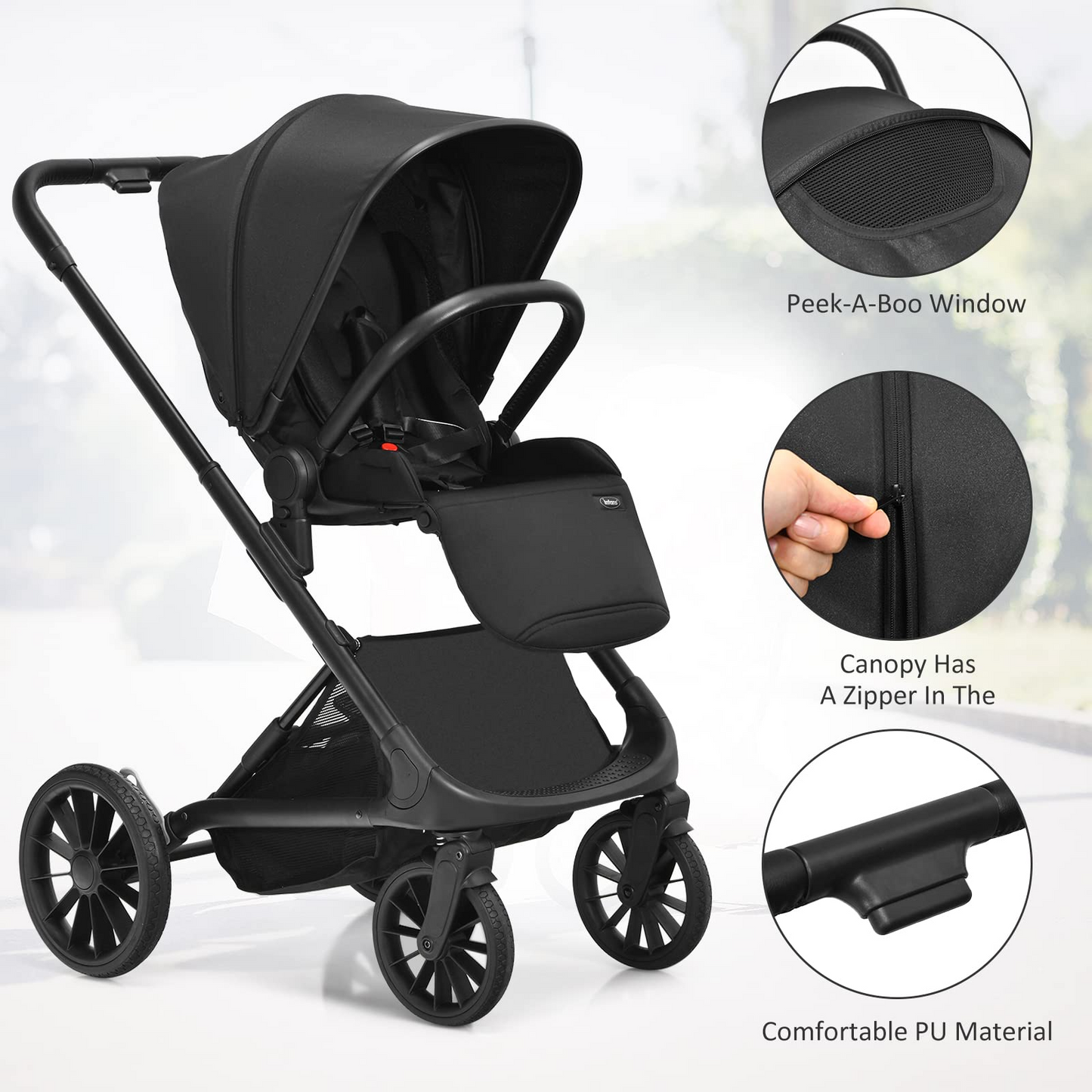 2-in-1 Reversible Bassinet Pushchair Pram High Landscape Baby Stroller OLAKIDS