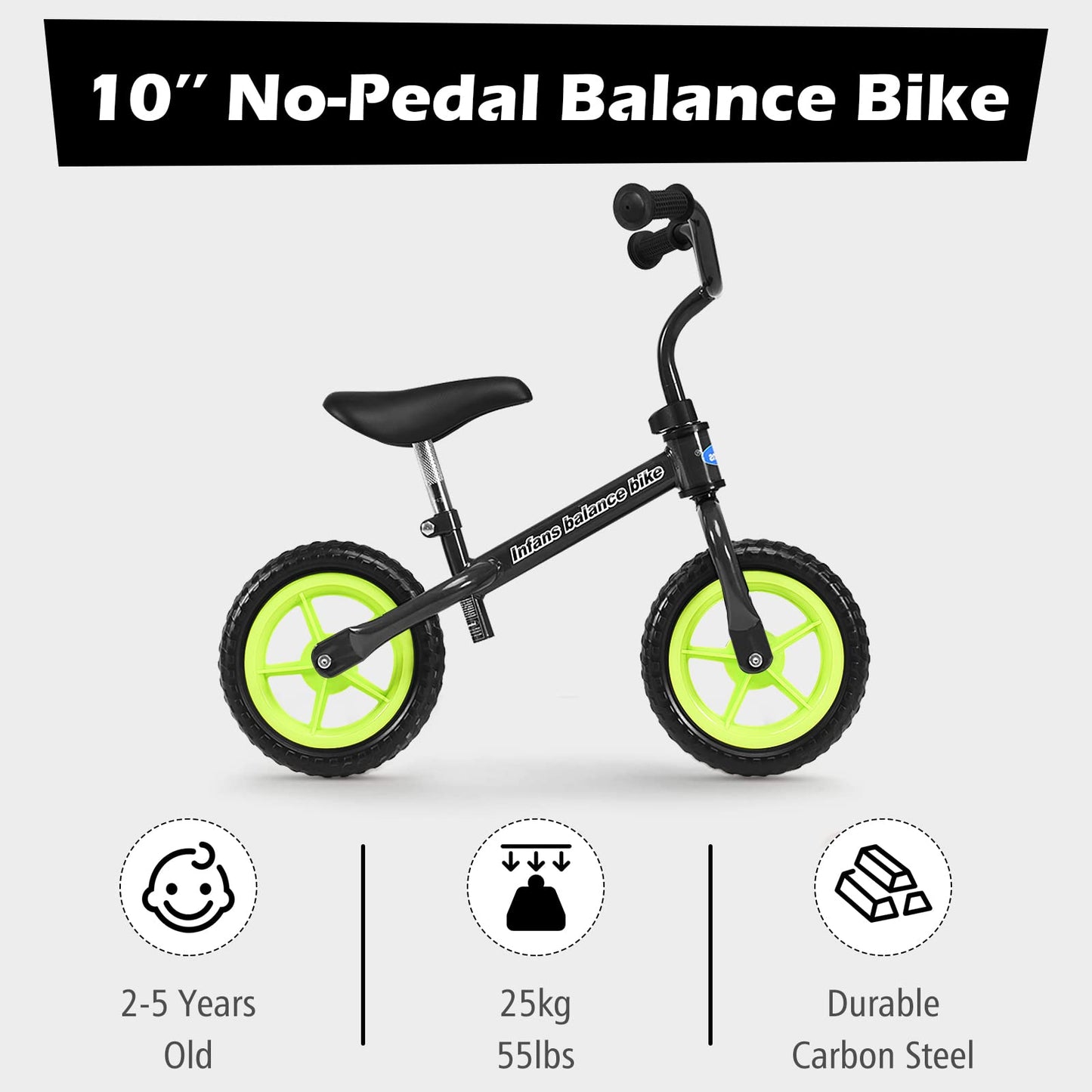 Balance Bike Training Bicycle with 10" Airless Eva Tires OLAKIDS