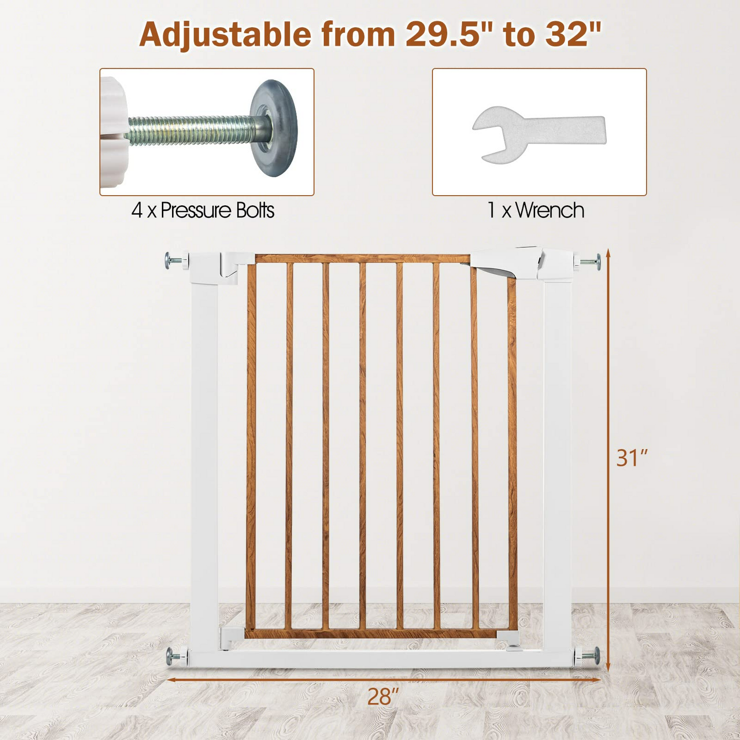 OLAKIDS Baby Gate, 29.5" to 32" Wide Banister Safety Kids and Pets Fence for Doorway Stairs OLAKIDS