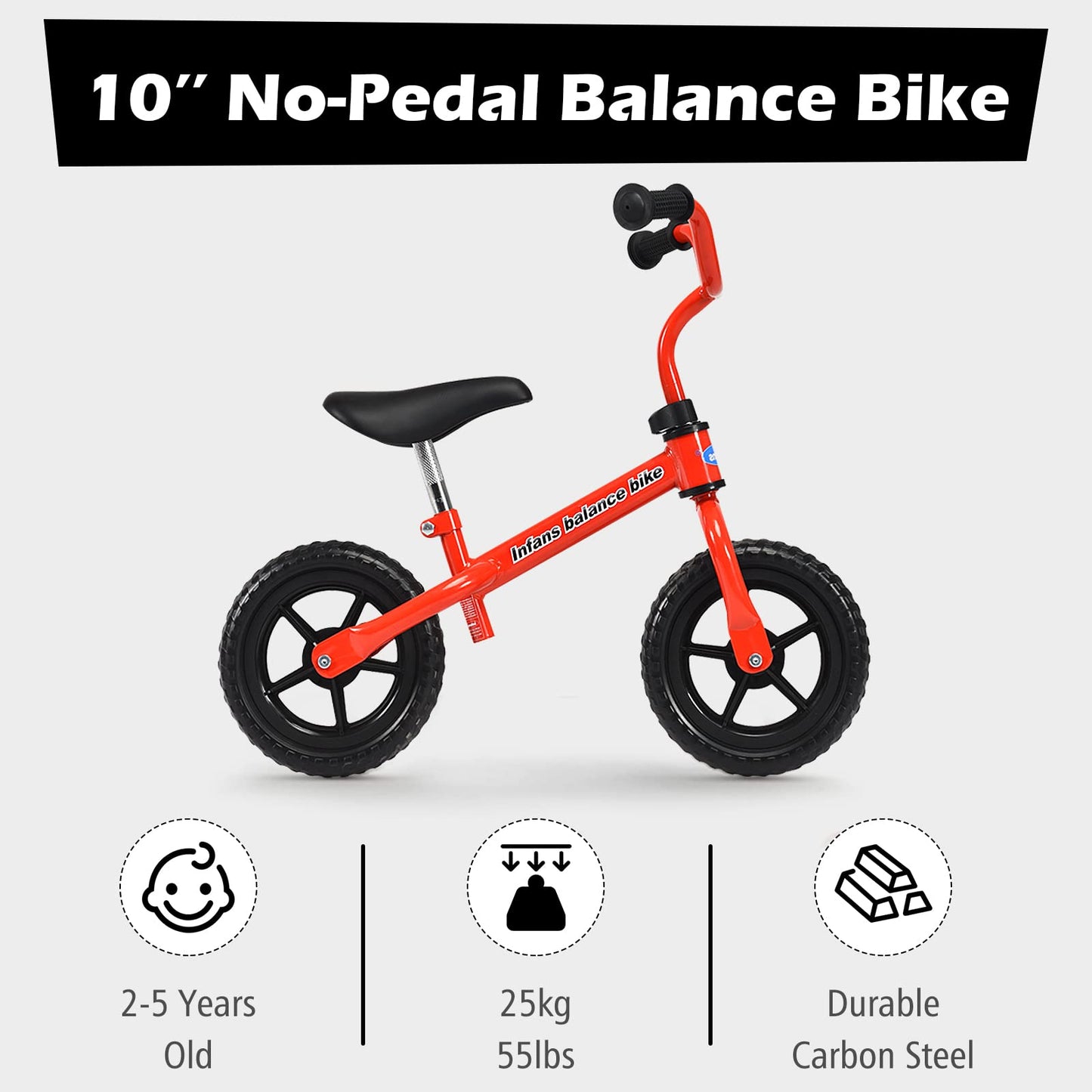 Balance Bike Training Bicycle with 10" Airless Eva Tires OLAKIDS
