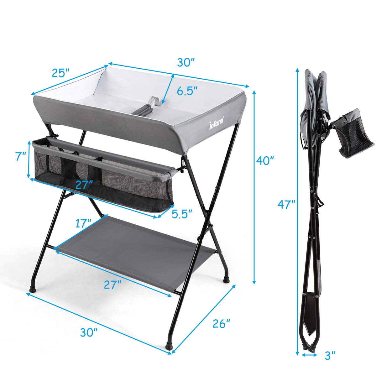 Baby Portable Changing Table with Safety Belt OLAKIDS