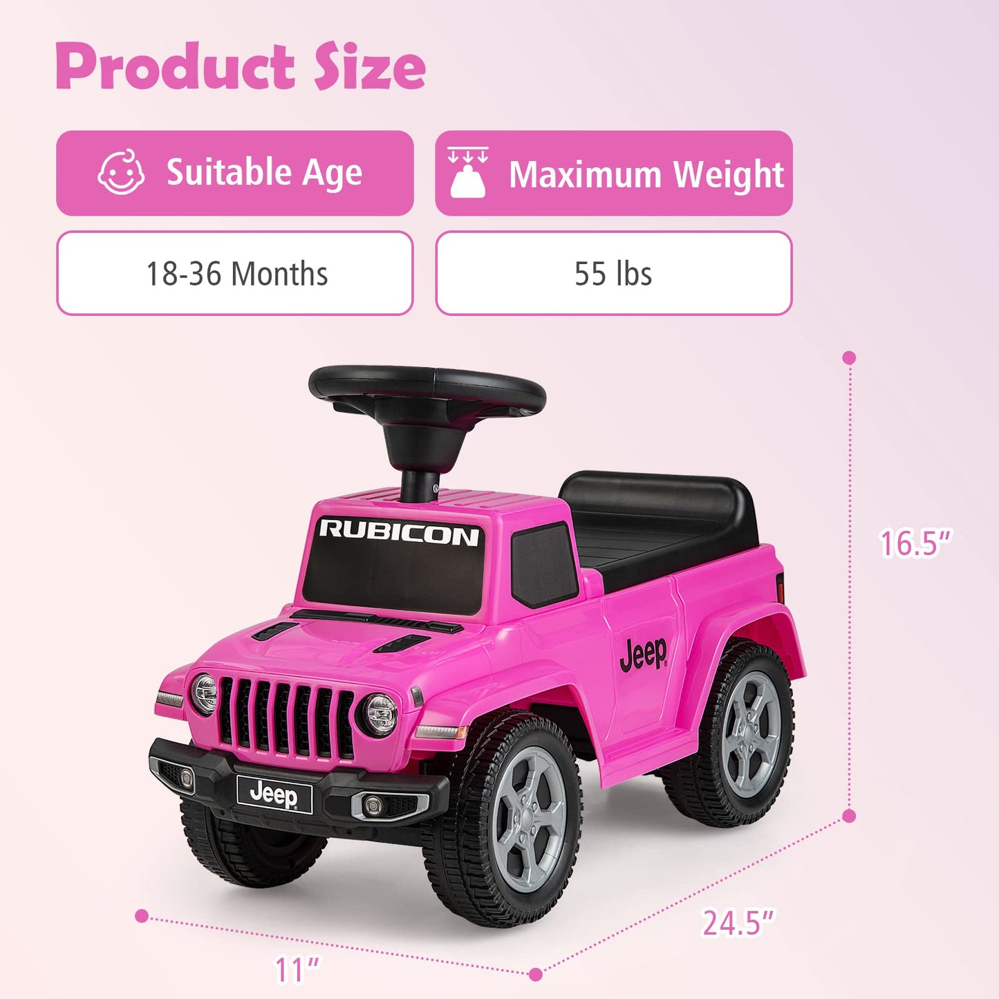 OLAKIDS Kids Ride on Push Car, Licensed Jeep Foot-to-Floor Sliding Toddler Toy with Engine Sound