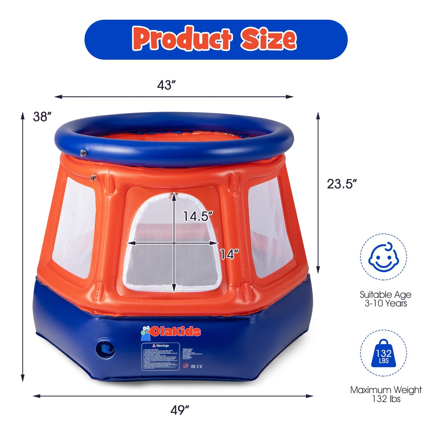 OLAKIDS Inflatable Dome Rocker Bouncer, Outdoor Kids Giant Roll and Play Seesaw Rocke, Toddlers Climbing Game Toy