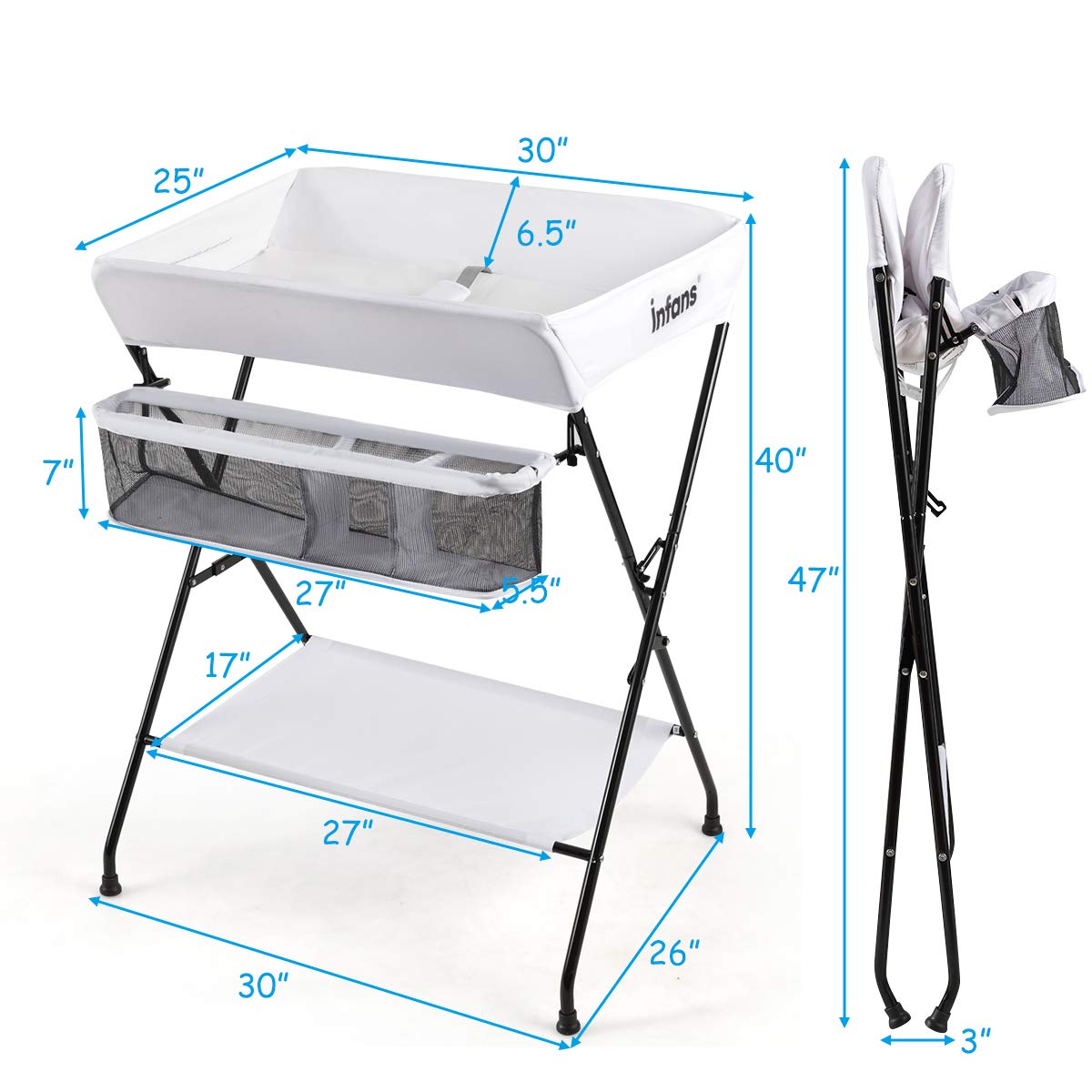 Baby Portable Changing Table with Safety Belt OLAKIDS