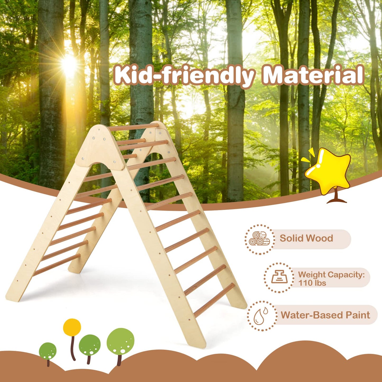 OLAKIDS Triangle Climber with Tent Cushion Pad, 3 in 1 Climbing Triangle LadderToys for Toddlers
