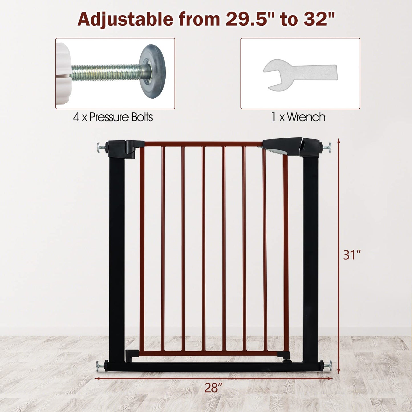 OLAKIDS Baby Gate, Safety Banister Fence for Doorway Stairs House, Auto Close, Easy Install No Drilling