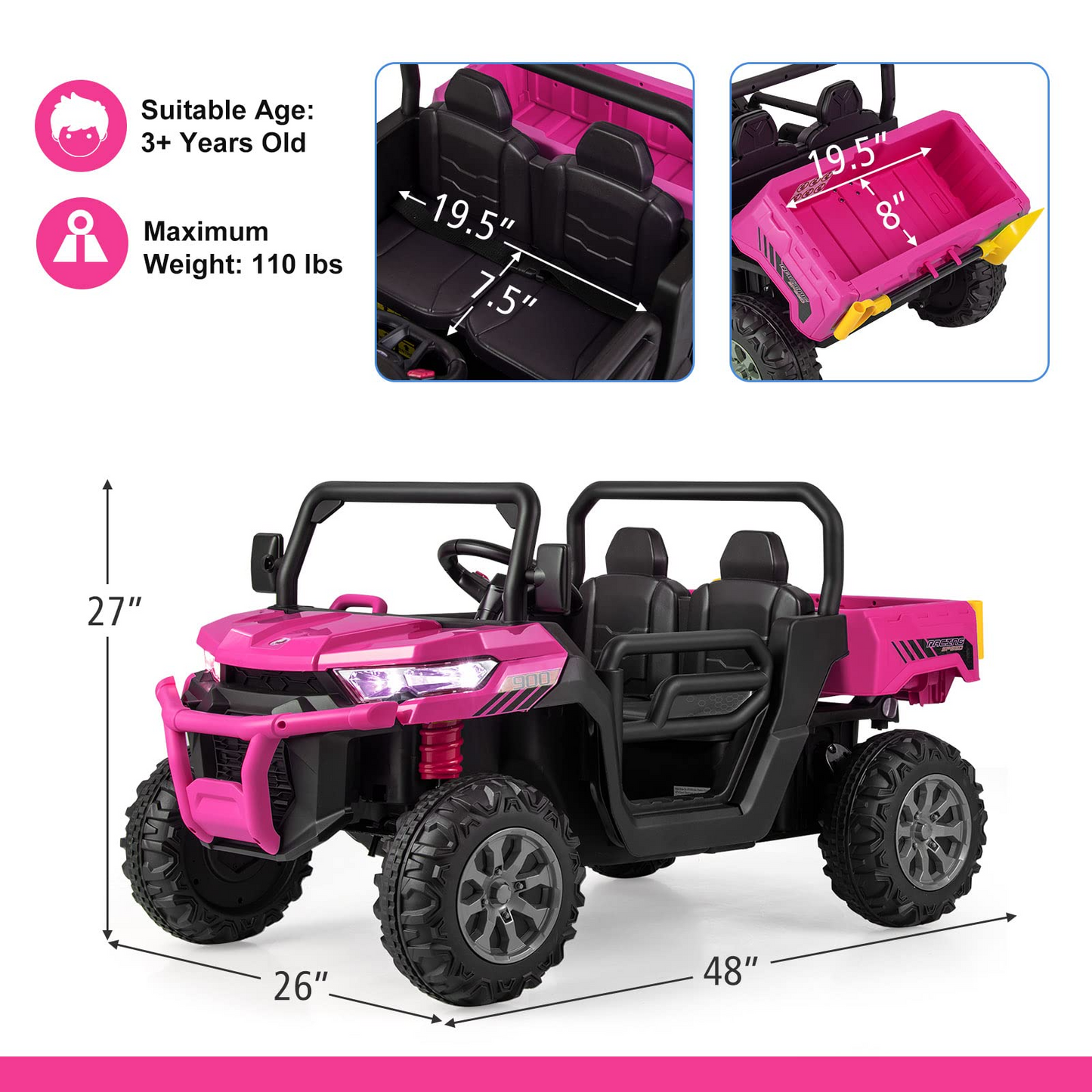 12V Electric Vehicle Dump Truck with Remote Control, Dump Bed and Extra Shovel OLAKIDS