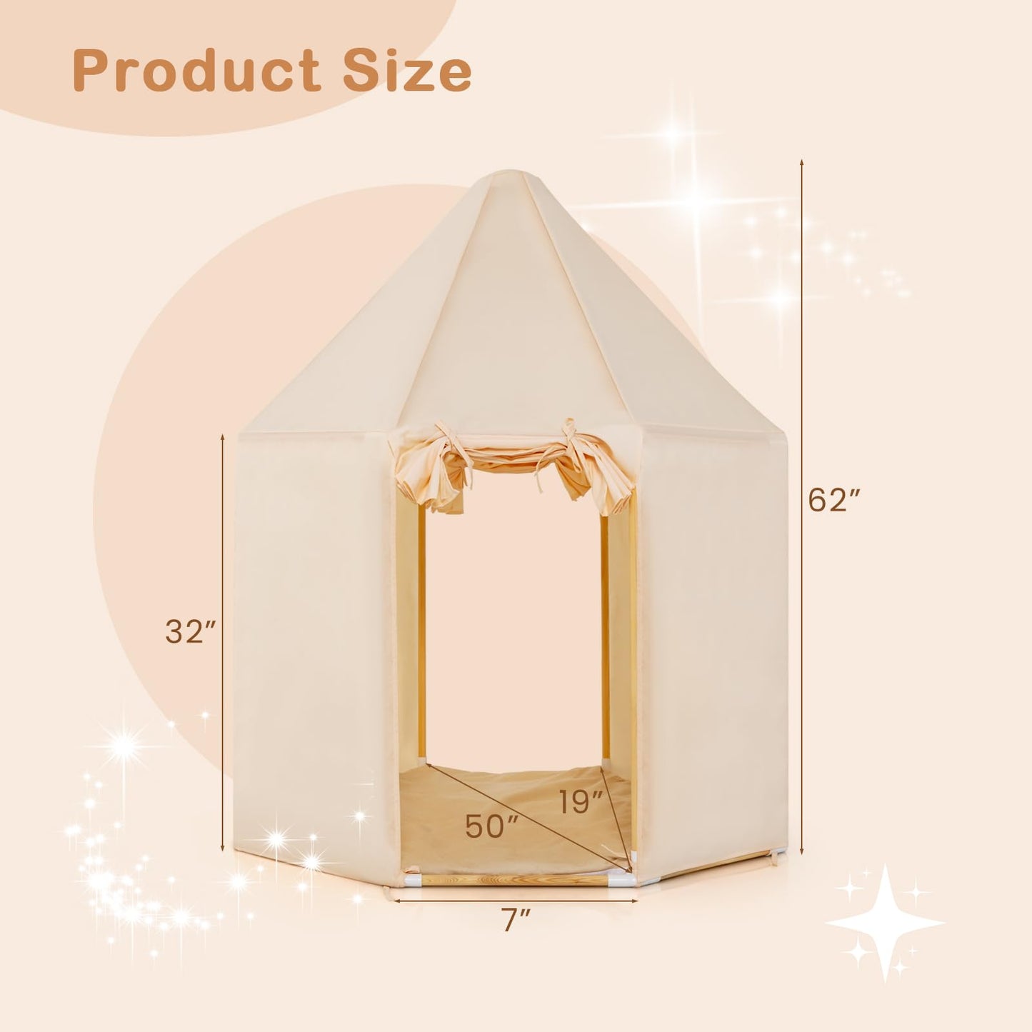 OLAKIDS Kids Play Tent with Washable Mat, Anti-Trip Large Playhouse Toys with 2 Doors